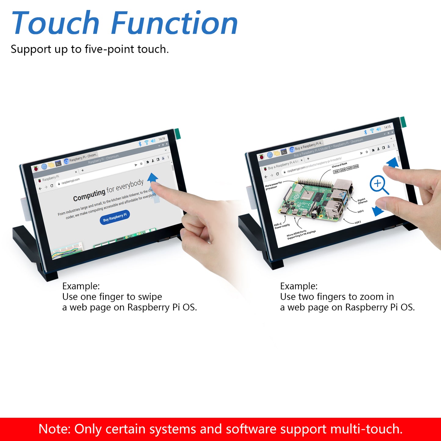 Freenove 5 / 7 Inch Touchscreen Monitor for Raspberry Pi 5 4 B 3 B+ A+, 800x480 Pixel IPS / TN Display, 5-Point Touch Capacitive Screen, Driver-Free MIPI DSI Port