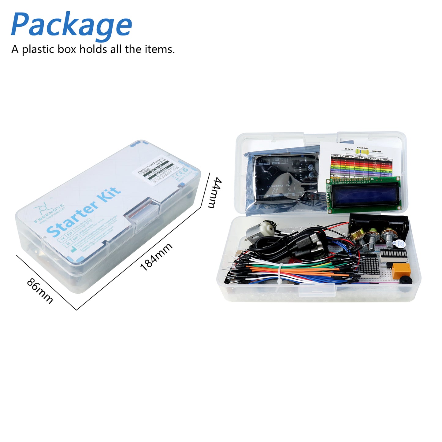 Freenove Super Starter Kit (Compatible with Arduino UNO R3), 152-Page Detailed Tutorial, 158 Items, 25 Projects