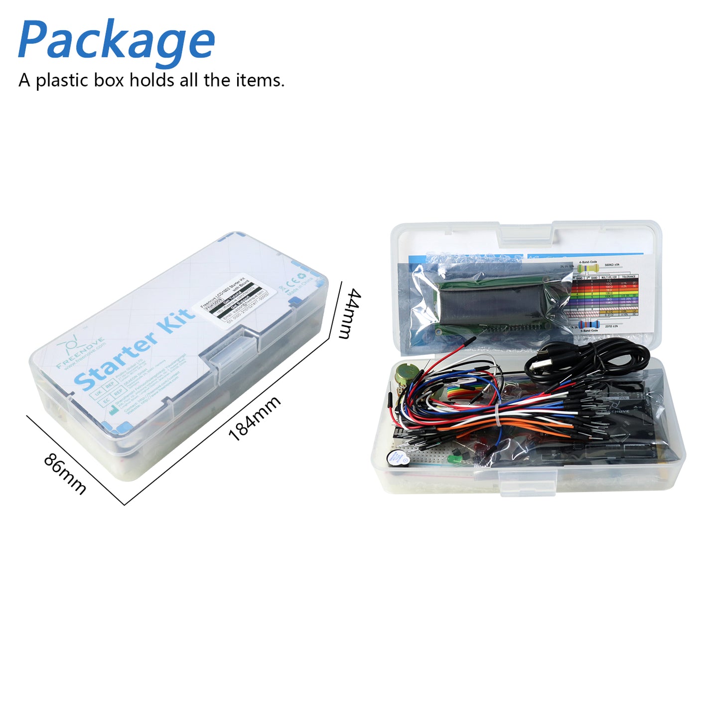 Freenove LCD 1602 Starter Kit (Compatible with Arduino UNO R3), 131-Page Detailed Tutorial, 153 Items, 23 Projects