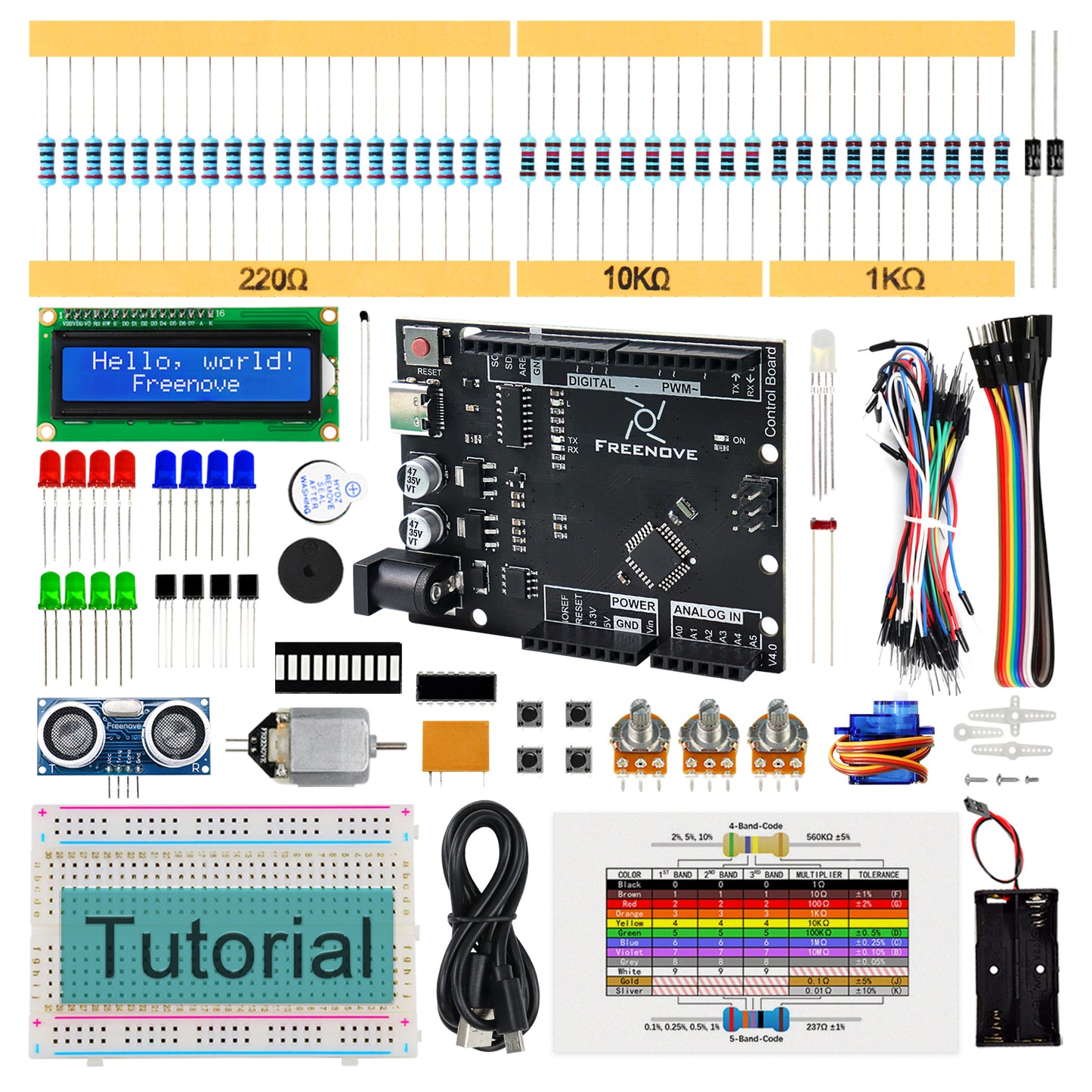 Freenove Ultrasonic Starter Kit (Compatible with Arduino UNO R3), 153-Page Detailed Tutorial, 158 Items, 26 Projects