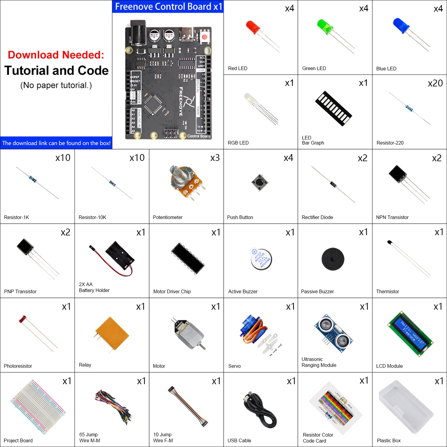 Freenove Ultrasonic Starter Kit (Compatible with Arduino UNO R3), 153-Page Detailed Tutorial, 158 Items, 26 Projects