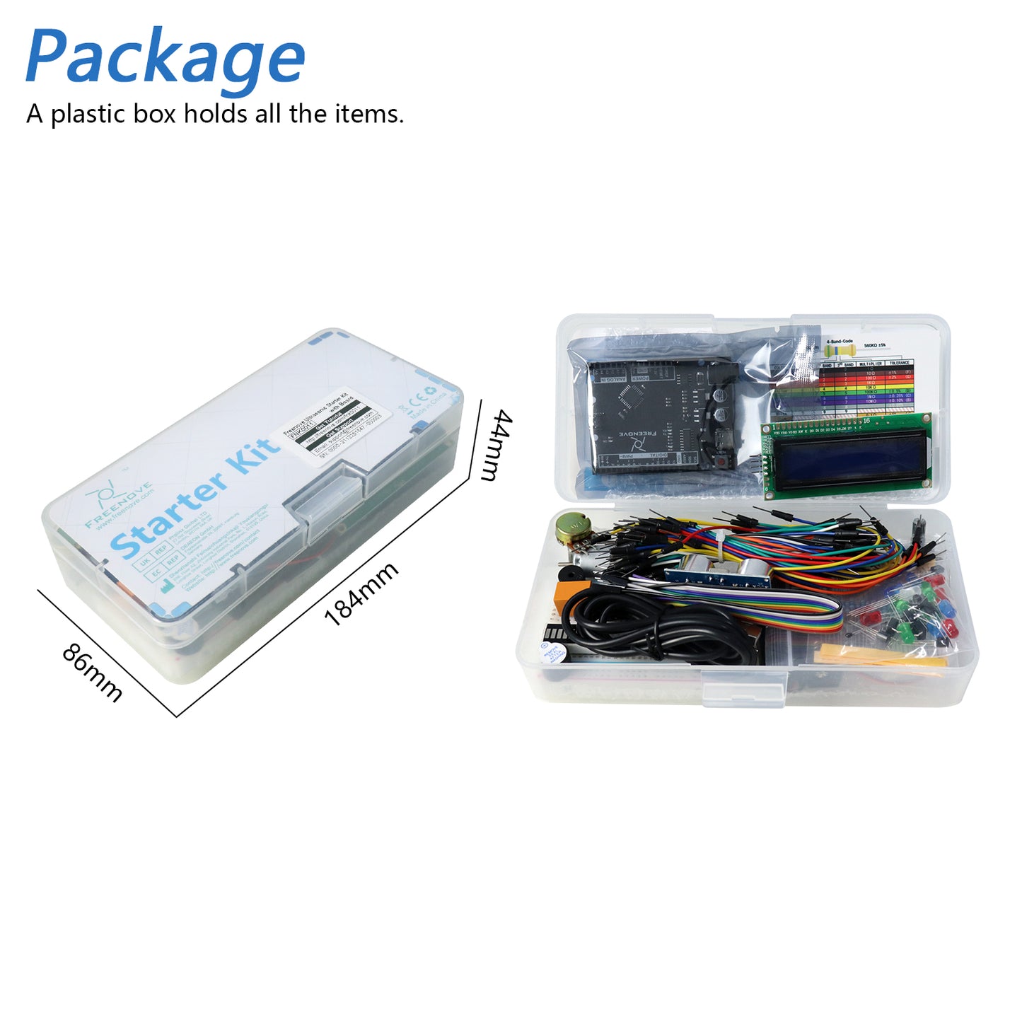 Freenove Ultrasonic Starter Kit (Compatible with Arduino UNO R3), 153-Page Detailed Tutorial, 158 Items, 26 Projects