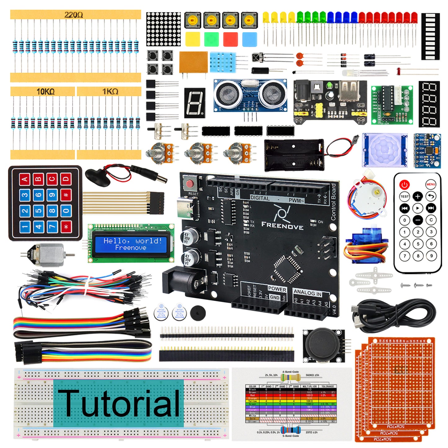 Freenove Ultimate Starter Kit (Compatible with Arduino UNO R3), 258-Page Detailed Tutorial, 217 Items, 57 Projects