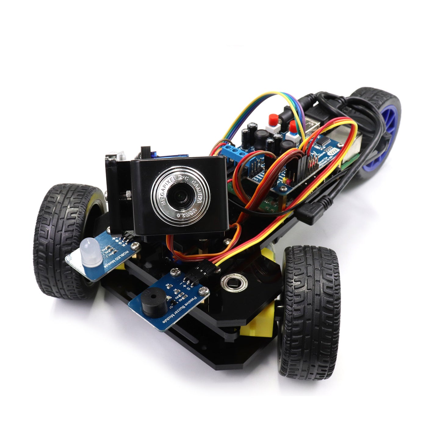 Freenove Three-Wheeled Smart Car Kit for Raspberry Pi 5 4 B 3 B+ B A+, Video Mode, Radar Mode, App Control, Ultrasonic Distance Sensor, Camera, Servo