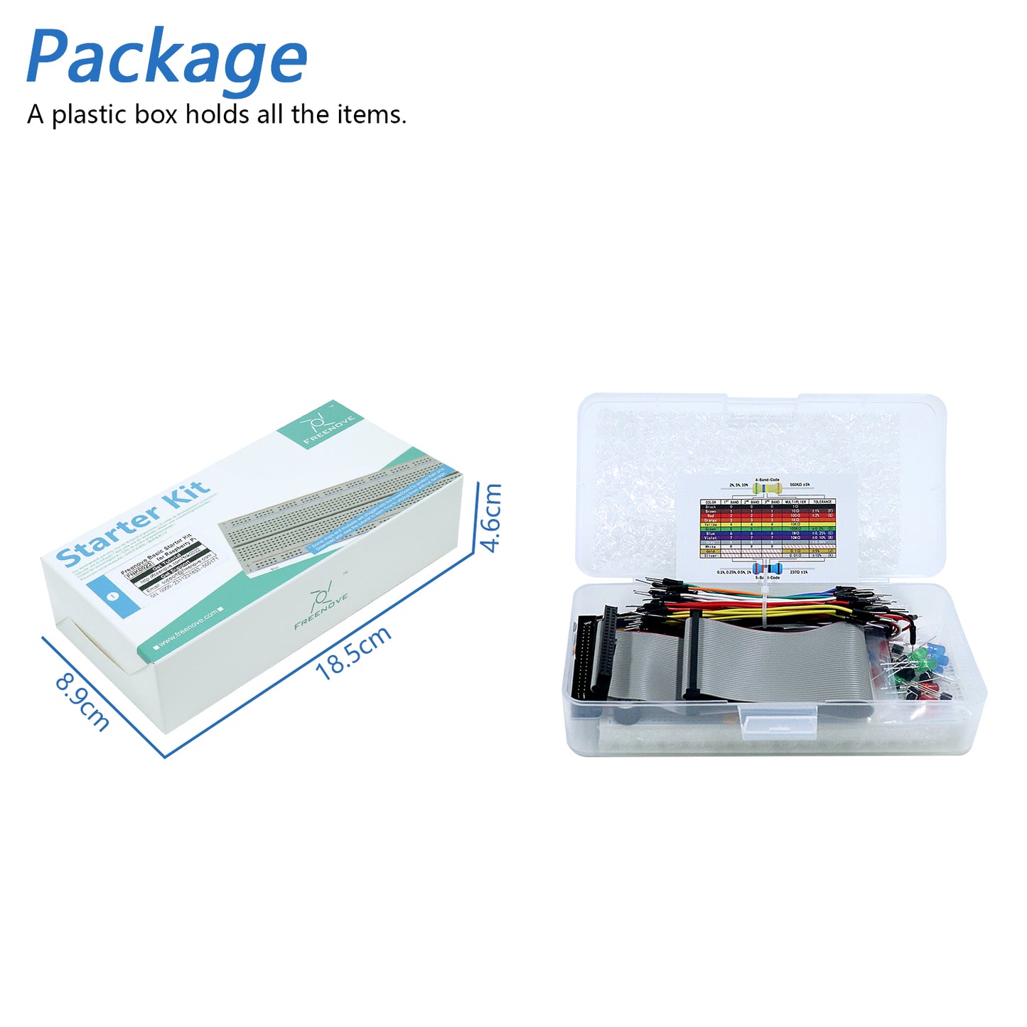 Freenove Basic Starter Kit for Raspberry Pi 5 4 B 3 B+ 400 Zero 2 W, 383-Page Detailed Tutorial, Python C Java Scratch Processing Code, 146 Items, 48 Projects