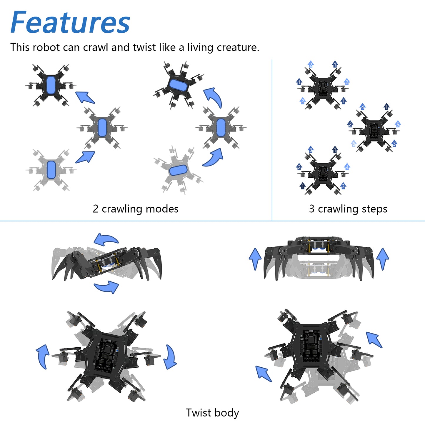 Freenove Hexapod Robot Kit (Compatible with Arduino IDE), Walking Crawling Twisting, App Remote Control, Servo STEM Project