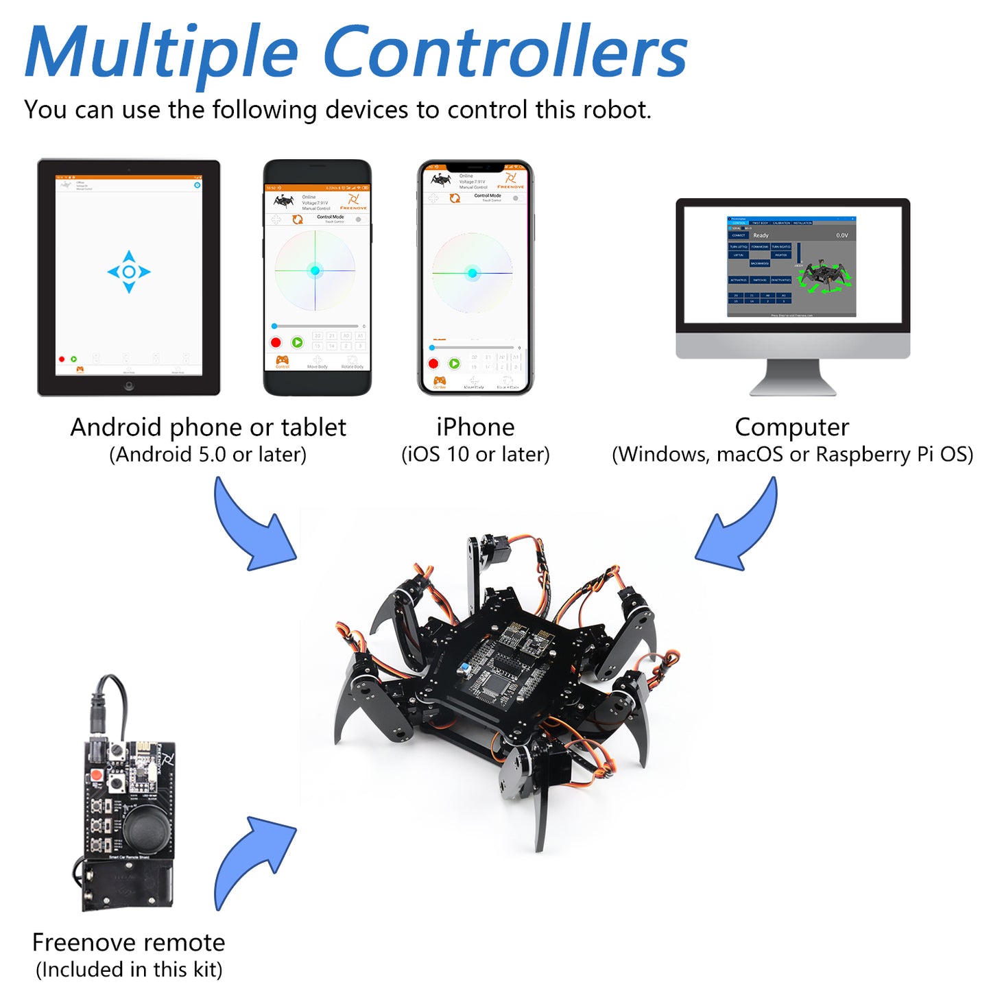 Freenove Hexapod Robot Kit (Compatible with Arduino IDE), Walking Crawling Twisting, App Remote Control, Servo STEM Project