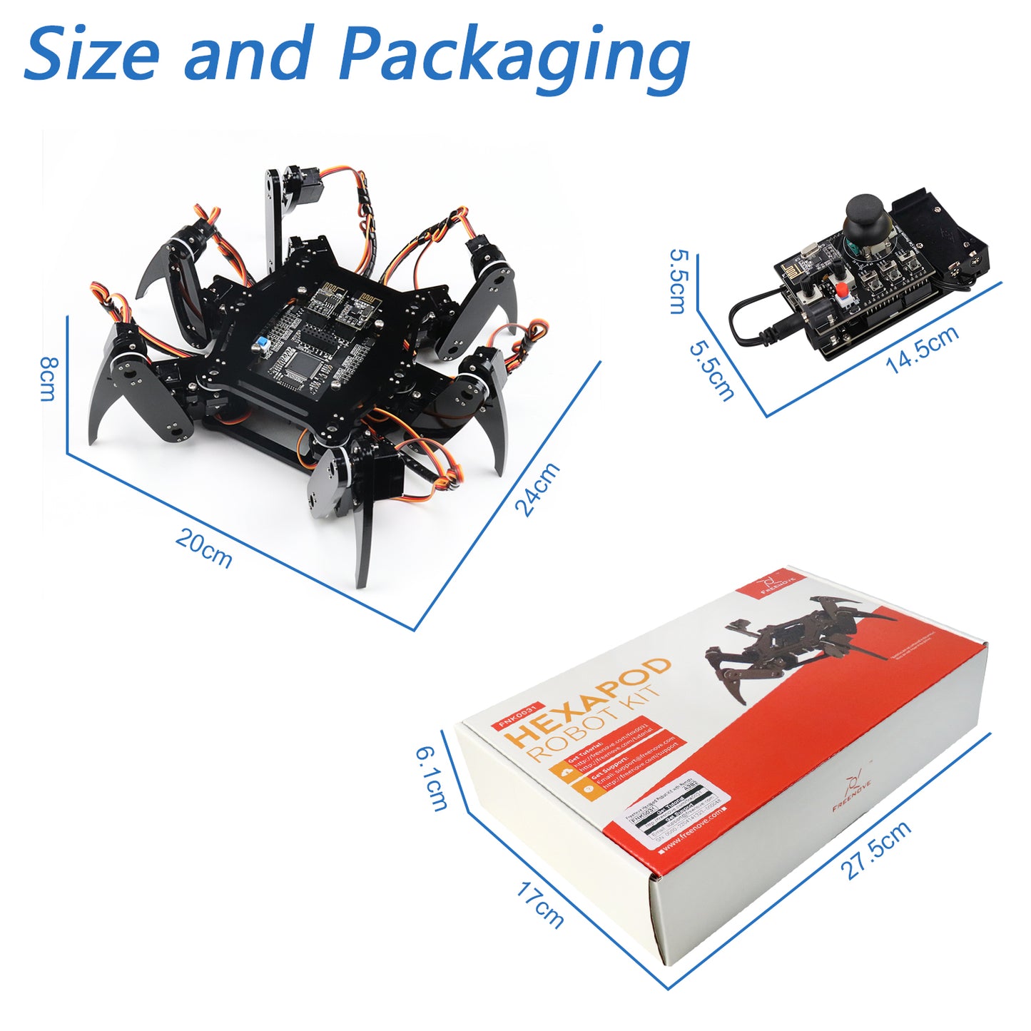 Freenove Hexapod Robot Kit (Compatible with Arduino IDE), Walking Crawling Twisting, App Remote Control, Servo STEM Project