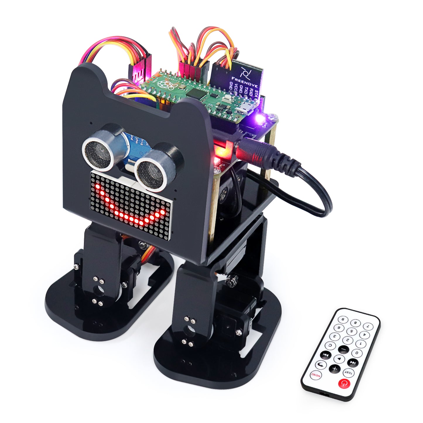 Freenove Bipedal Robot Kit for Raspberry Pi Pico W H WH, LED Matrix Expressions, Obstacle Avoidance, Colorful Lights, Buzzer, Speaker, App