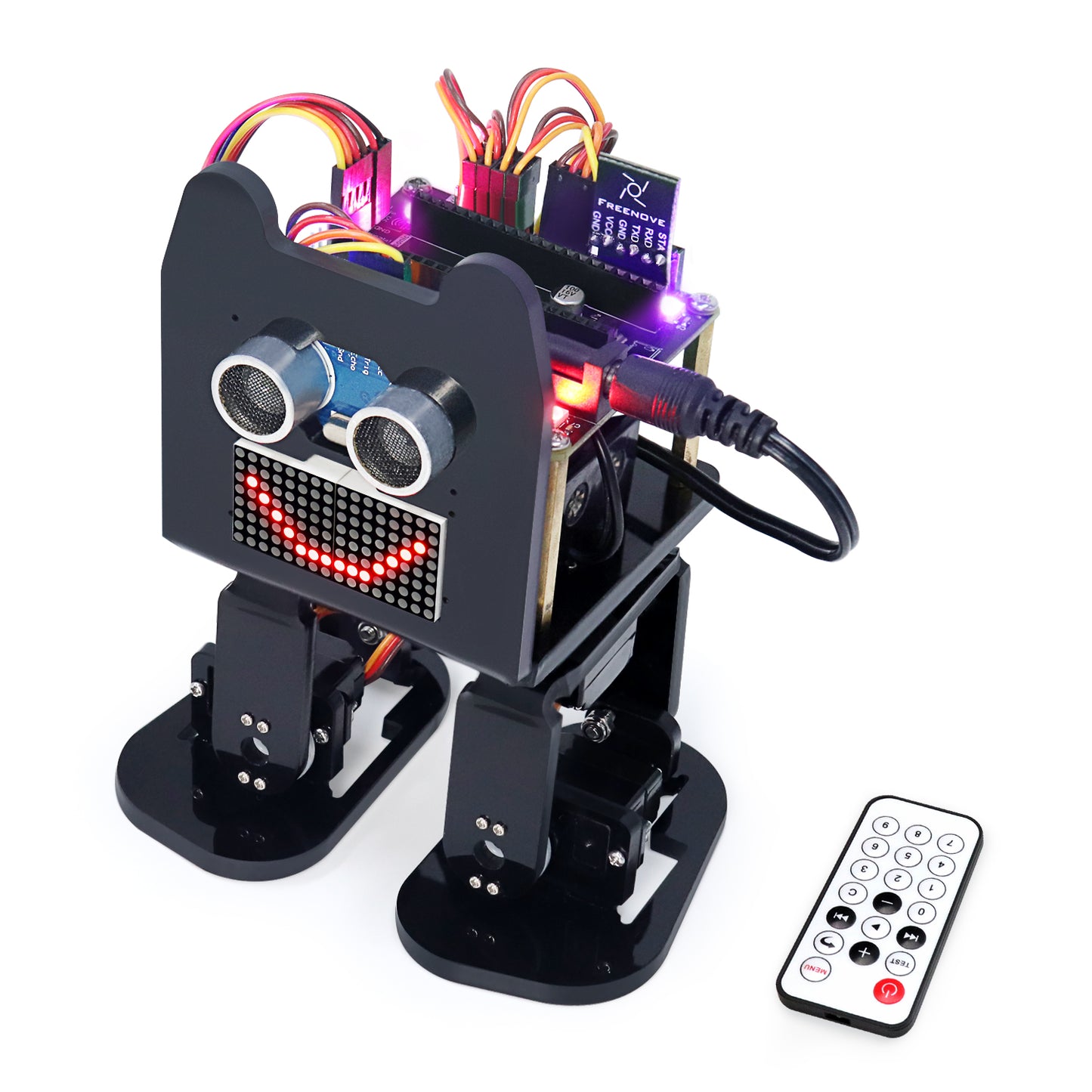 Freenove Bipedal Robot Kit for Raspberry Pi Pico W H WH, LED Matrix Expressions, Obstacle Avoidance, Colorful Lights, Buzzer, Speaker, App