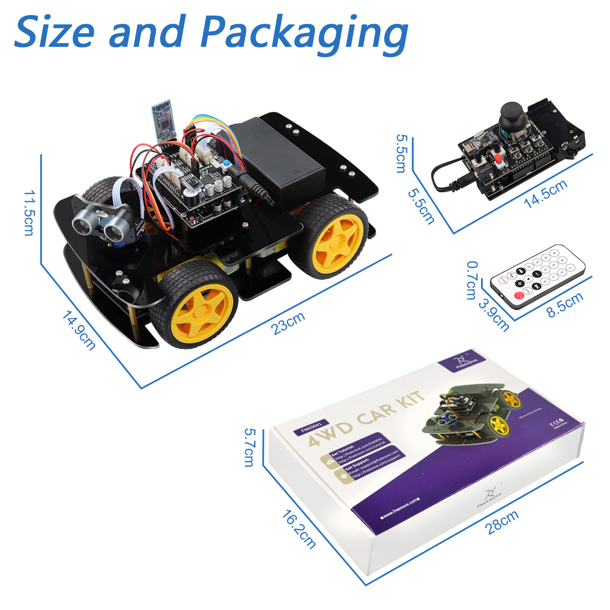 Freenove 4WD Car Kit (Compatible with Arduino IDE), Line Tracking, Obstacle Avoidance, Wireless Control App, Ultrasonic Sensor Motor Servo
