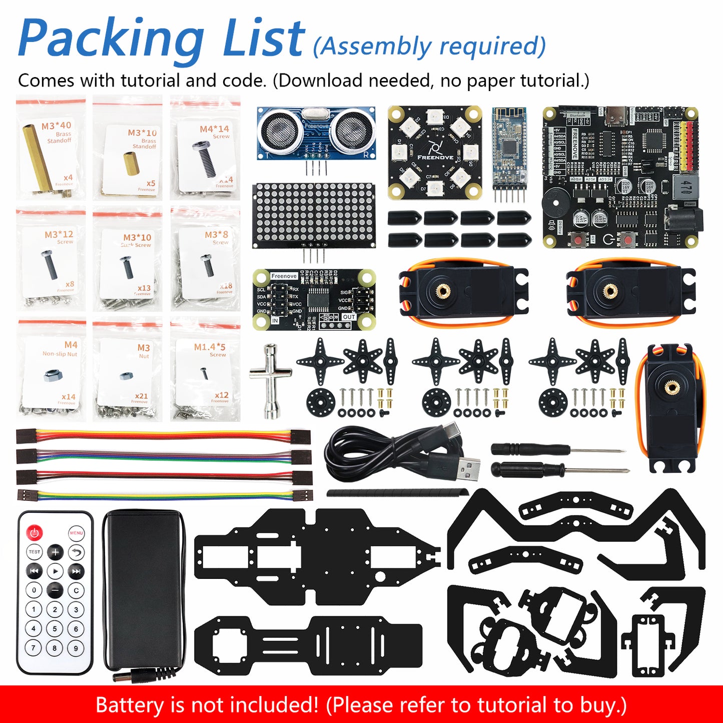 Freenove Robot Ant Kit (Compatible with Arduino IDE), Dot Matrix Expressions, Obstacle Avoidance, Wireless Control App, Ultrasonic Sensor Servo