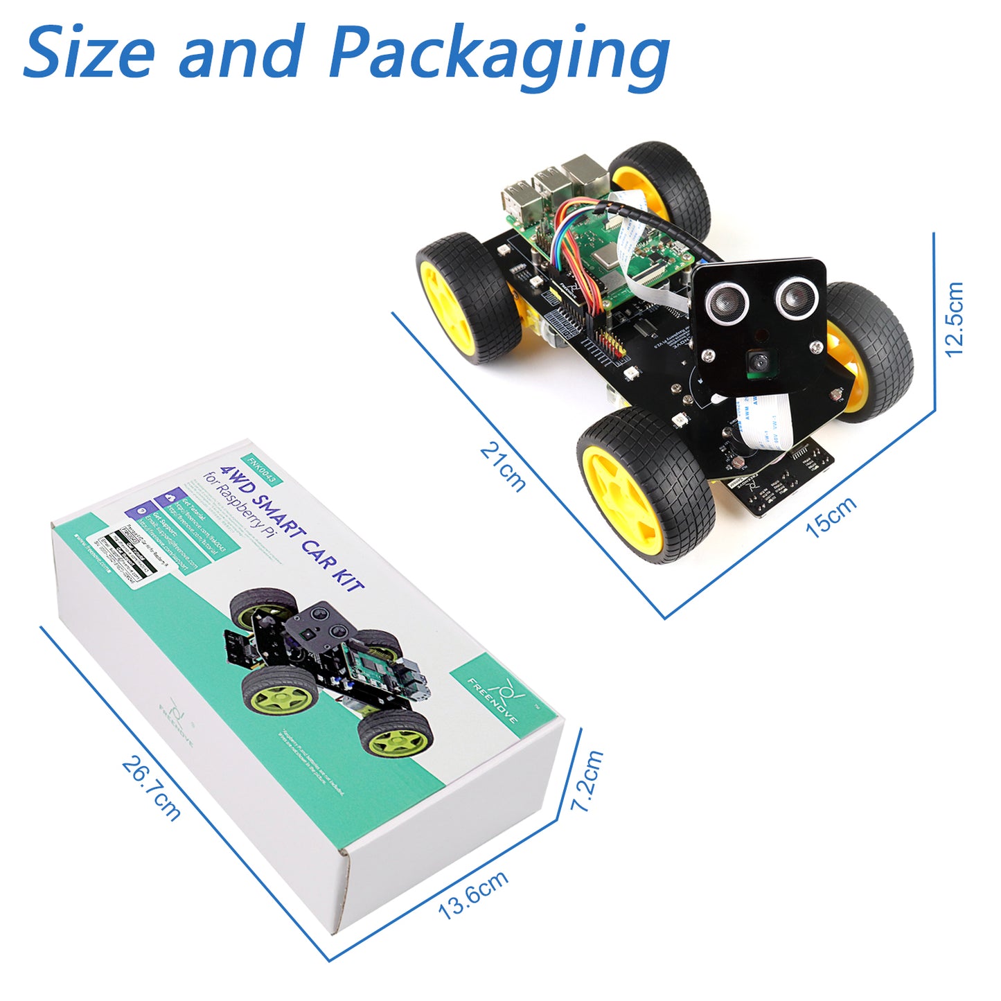 Freenove 4WD Smart Car Kit for Raspberry Pi 5 4 B 3 B+ Zero 2 W, Face Tracking, Line Tracking, Light Tracing, Obstacle Avoidance, App Control, Camera, Servo