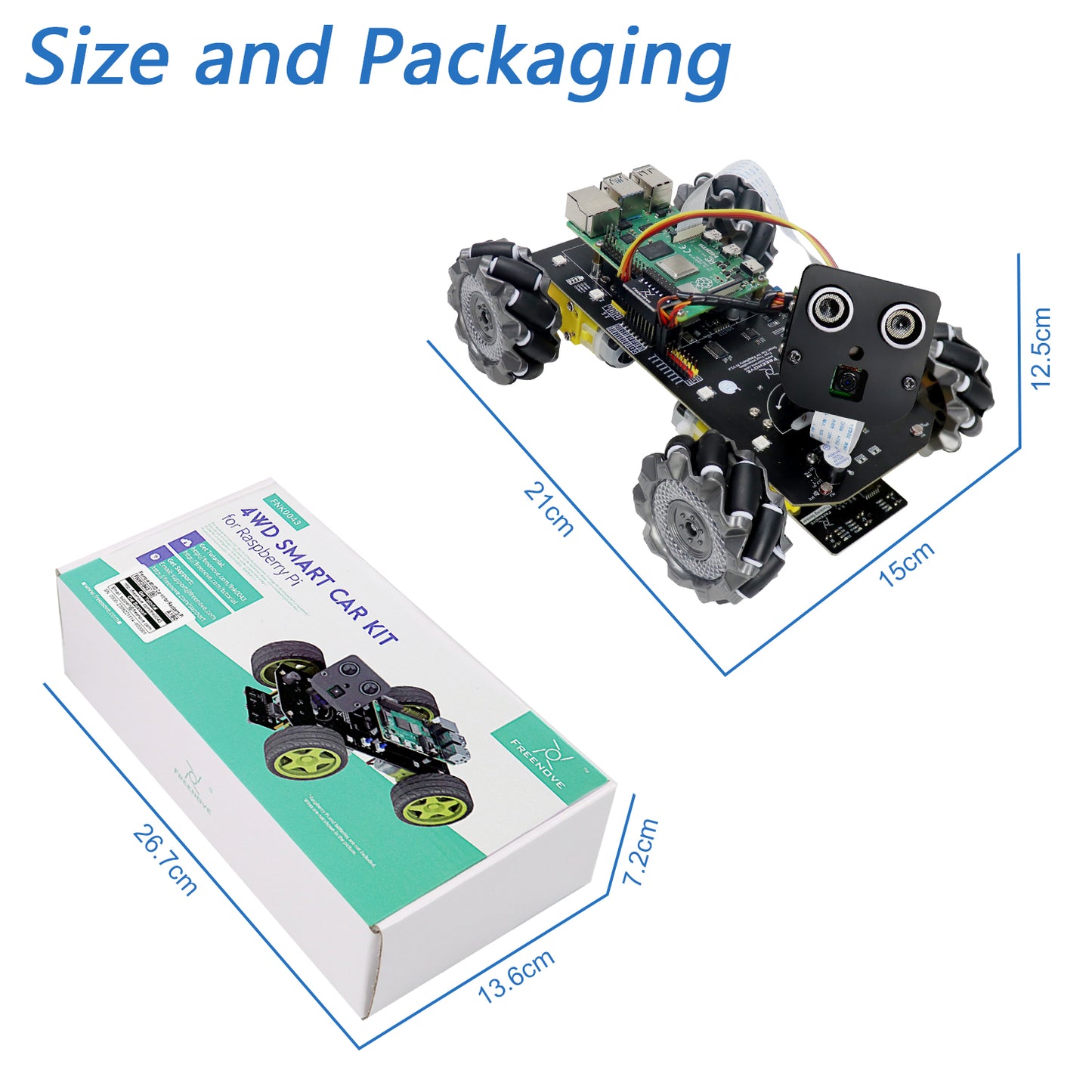 Freenove Mecanum Wheel Car Kit for Raspberry Pi 5 4 B 3 B+ Zero 2 W, Face Tracking, Line Tracking, Light Tracing, Obstacle Avoidance, App Control, Camera, Servo