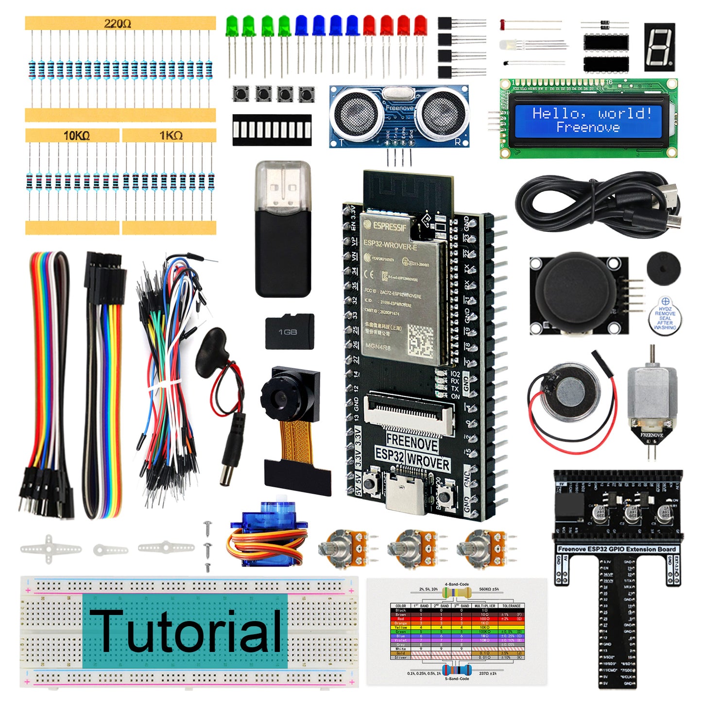 Freenove Super Starter Kit for ESP32 CAM Camera Wi-Fi Bluetooth, Dual-core 32-bit 240 MHz Microcontroller, Python C Code, 522-Page Detailed Tutorial, 173 Items, 78 Projects