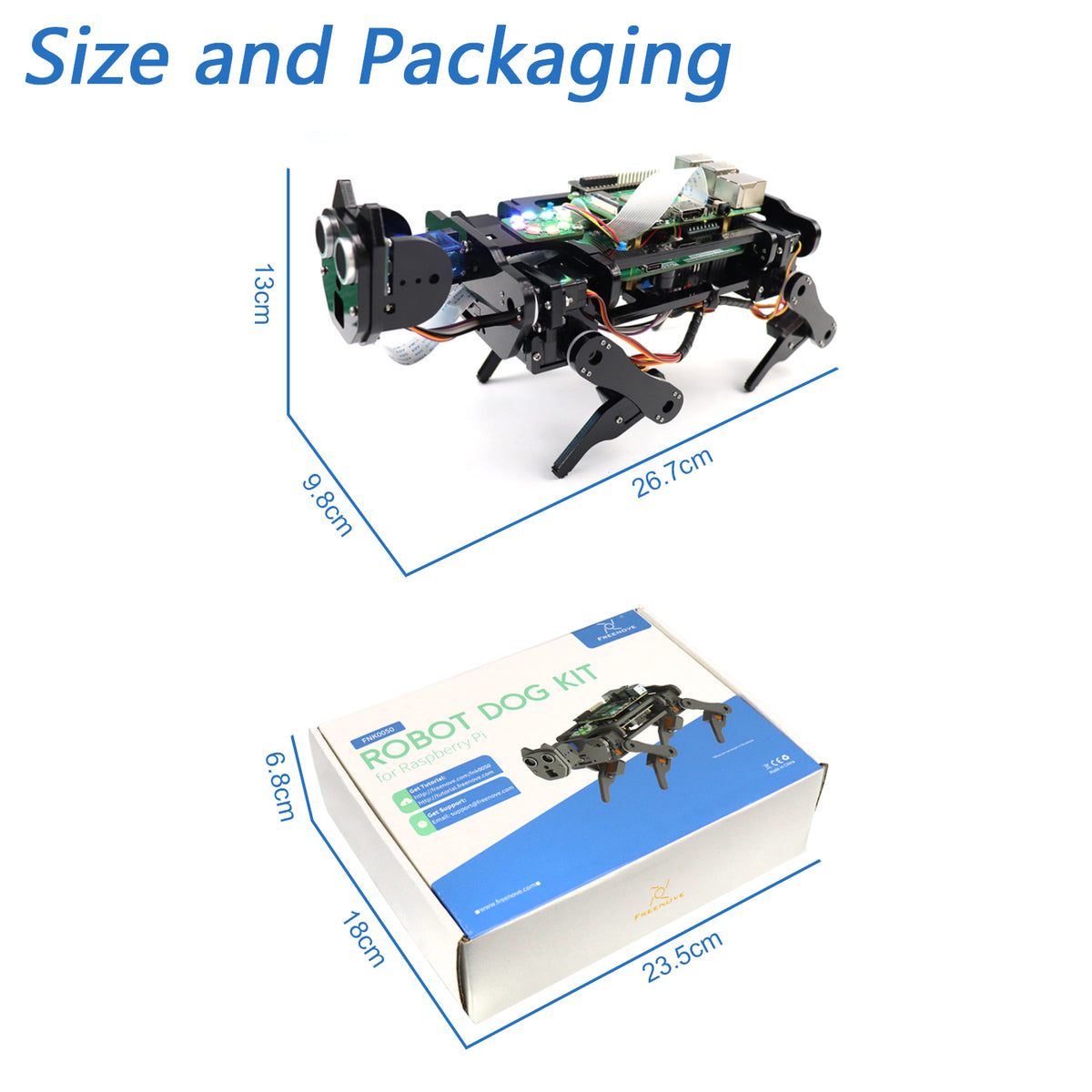 Freenove Robot Dog Kit for Raspberry Pi 5 4 Zero 2 W, Walking, Self Balancing, Face Recognition, Ball Tracing, Ultrasonic Ranging, App Control, Camera, Servo