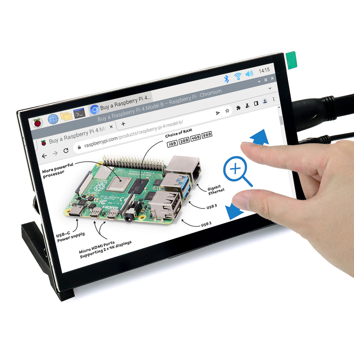 Freenove 7 Inch HDMI Touchscreen Monitor with Speaker for Raspberry Pi 5 4 Jetson Nano PC (No Shell), 1024x600 Pixel IPS Display, 5-Point Touch Capacitive Screen