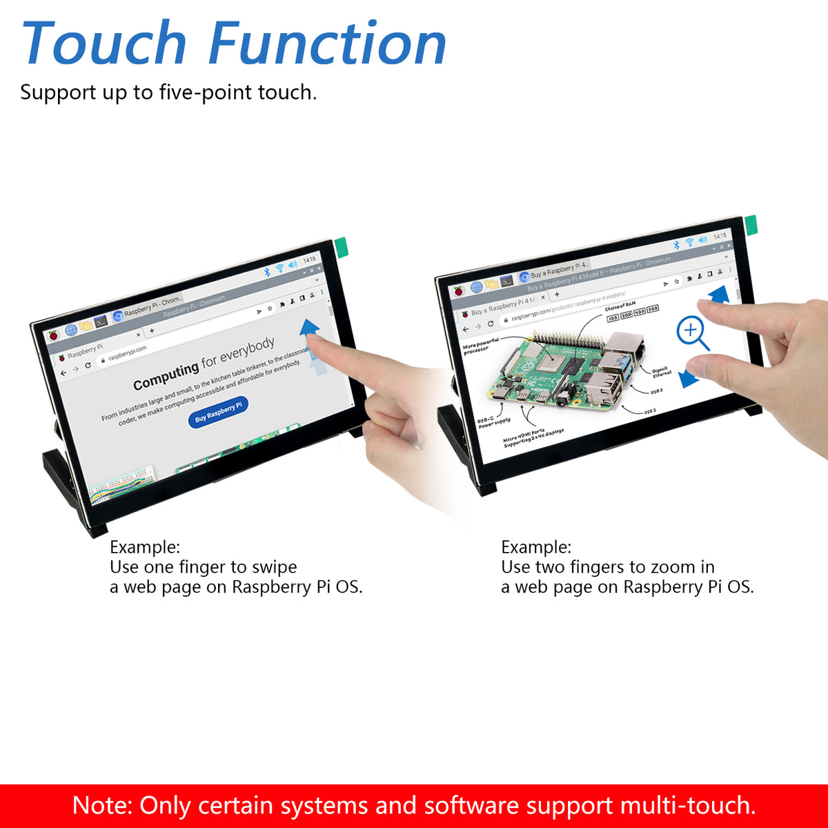 Freenove 7 Inch HDMI Touchscreen Monitor with Speaker for Raspberry Pi 5 4 Jetson Nano PC (No Shell), 1024x600 Pixel IPS Display, 5-Point Touch Capacitive Screen