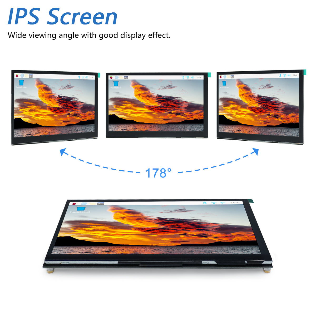 Freenove 7 Inch HDMI Touchscreen Monitor with Speaker for Raspberry Pi 5 4 Jetson Nano PC (No Shell), 1024x600 Pixel IPS Display, 5-Point Touch Capacitive Screen