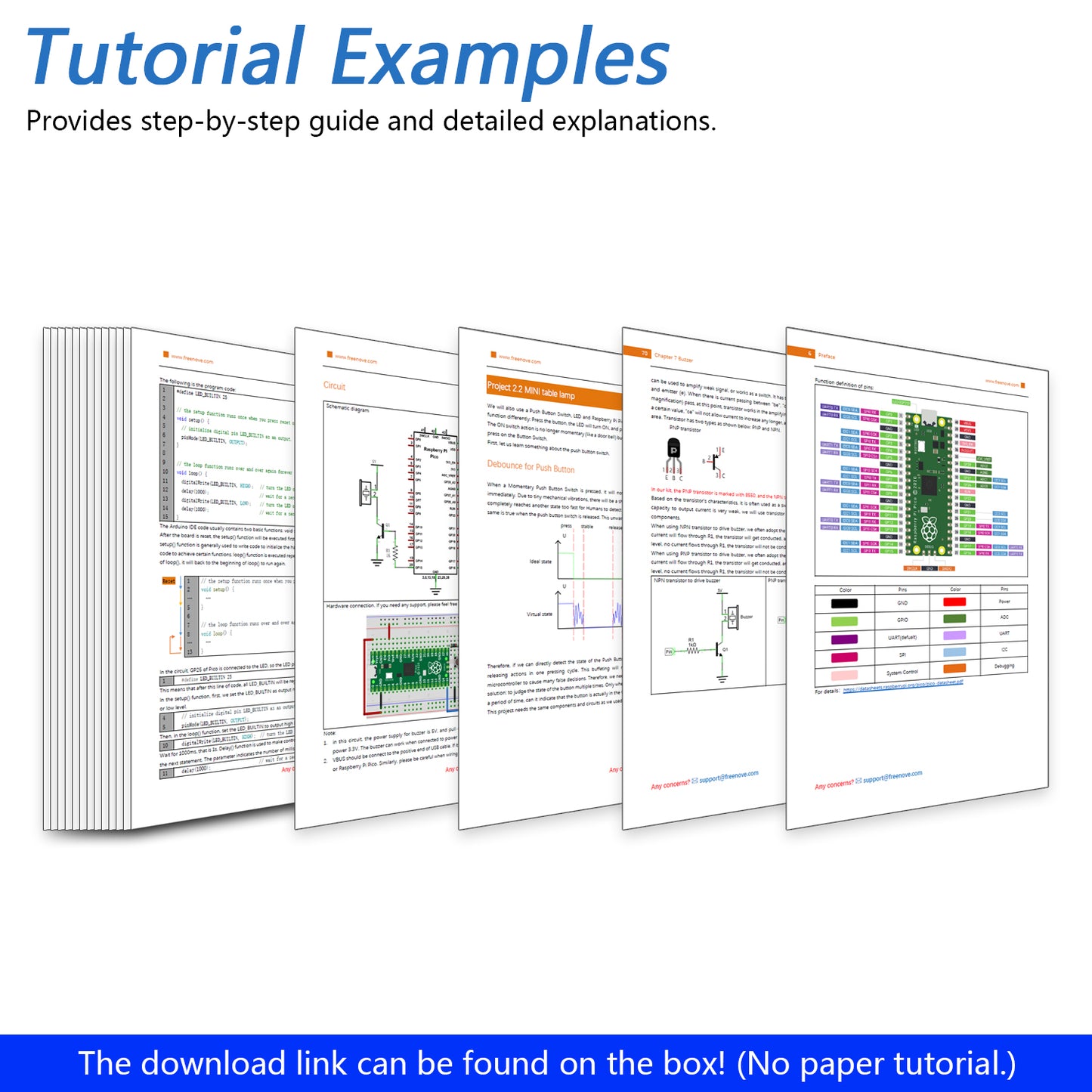 Freenove Ultimate Starter Kit for Raspberry Pi Pico 1 2 W H WH, 767-Page Detailed Tutorial, 220 Items, 119 Projects, Python C Java Code