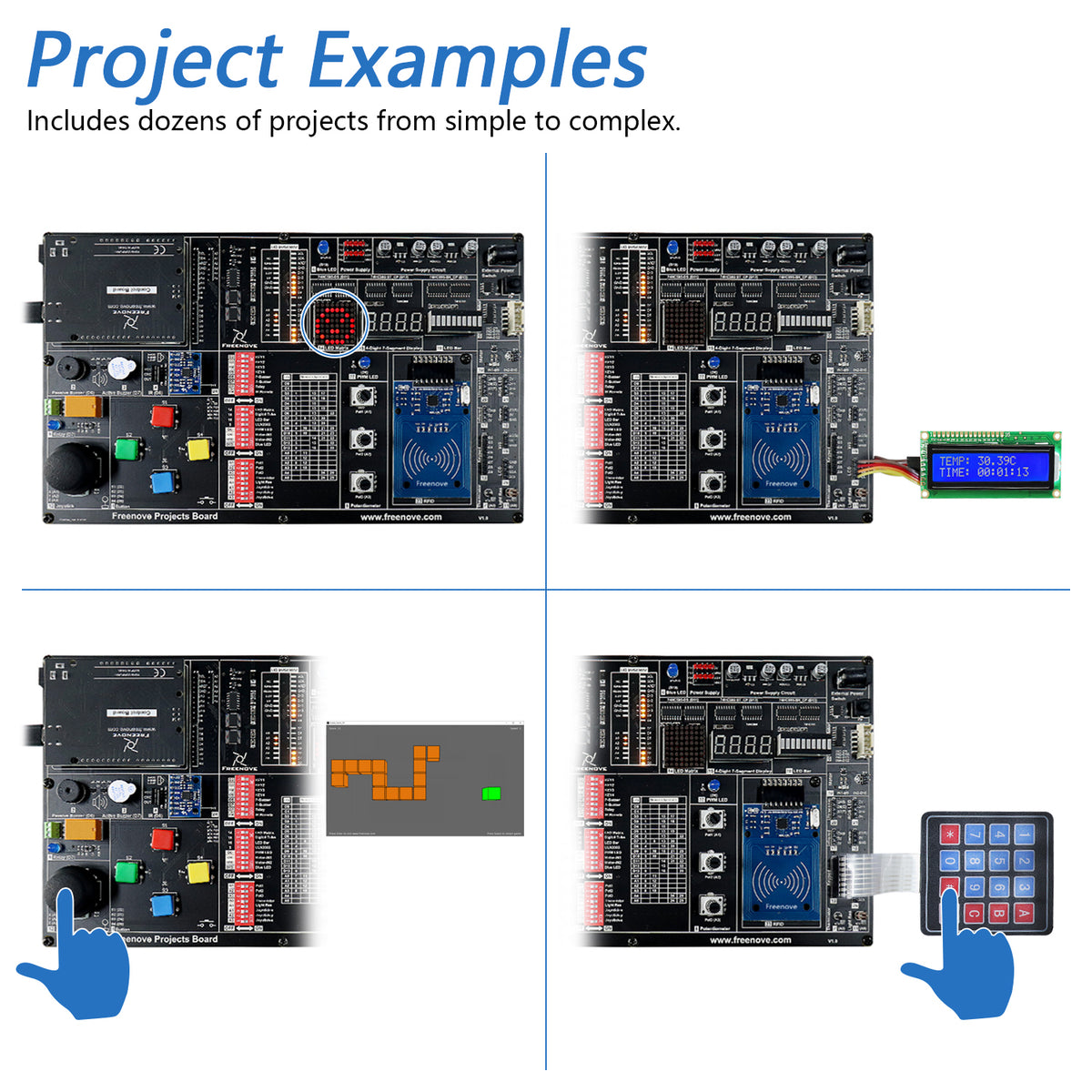 Freenove Projects Kit (Compatible with Arduino UNO R3), 238-Page Detailed Tutorial, 49 Projects, No Soldering, Simple Wiring