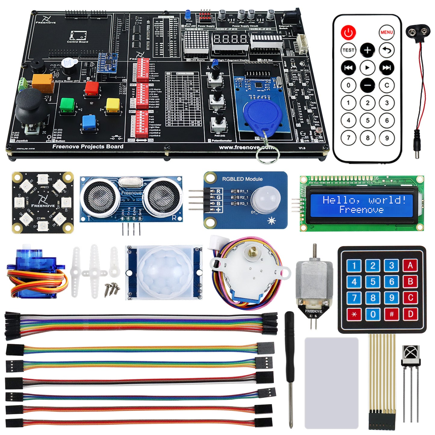 Freenove Projects Kit (Compatible with Arduino UNO R3), 238-Page Detailed Tutorial, 49 Projects, No Soldering, Simple Wiring