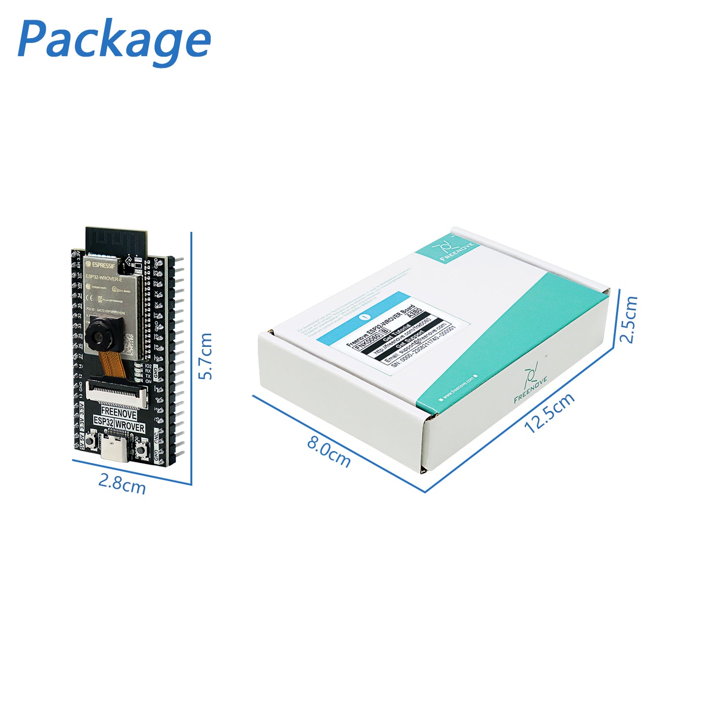 Freenove ESP32 CAM Camera Wi-Fi Bluetooth Board, Dual-core 32-bit 240 MHz Microcontroller, Python C Code, Example Projects Tutorial