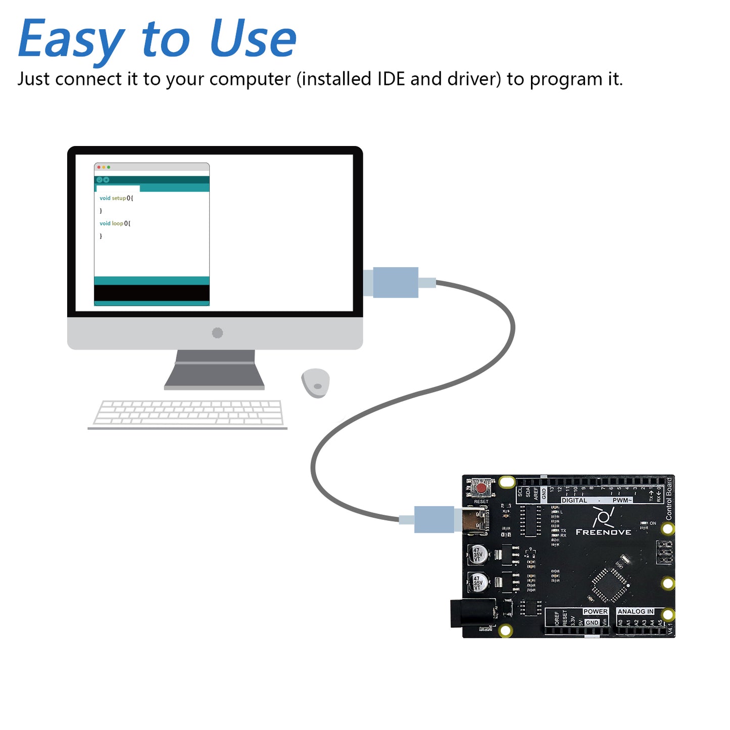 Freenove Control Board V4 (Compatible with Arduino UNO R3) with USB Type-C Interface, Detailed Tutorial, Example Projects and Code