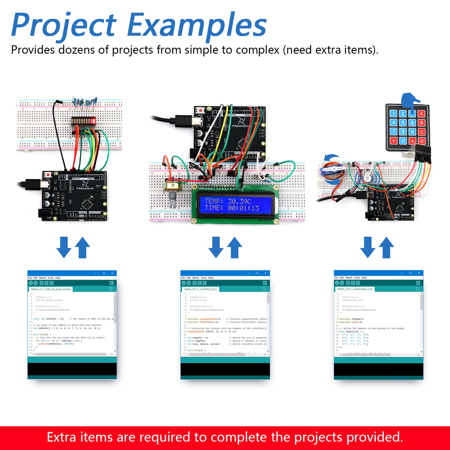 Freenove Control Board V4 (Compatible with Arduino UNO R3) with USB Type-C Interface, Detailed Tutorial, Example Projects and Code