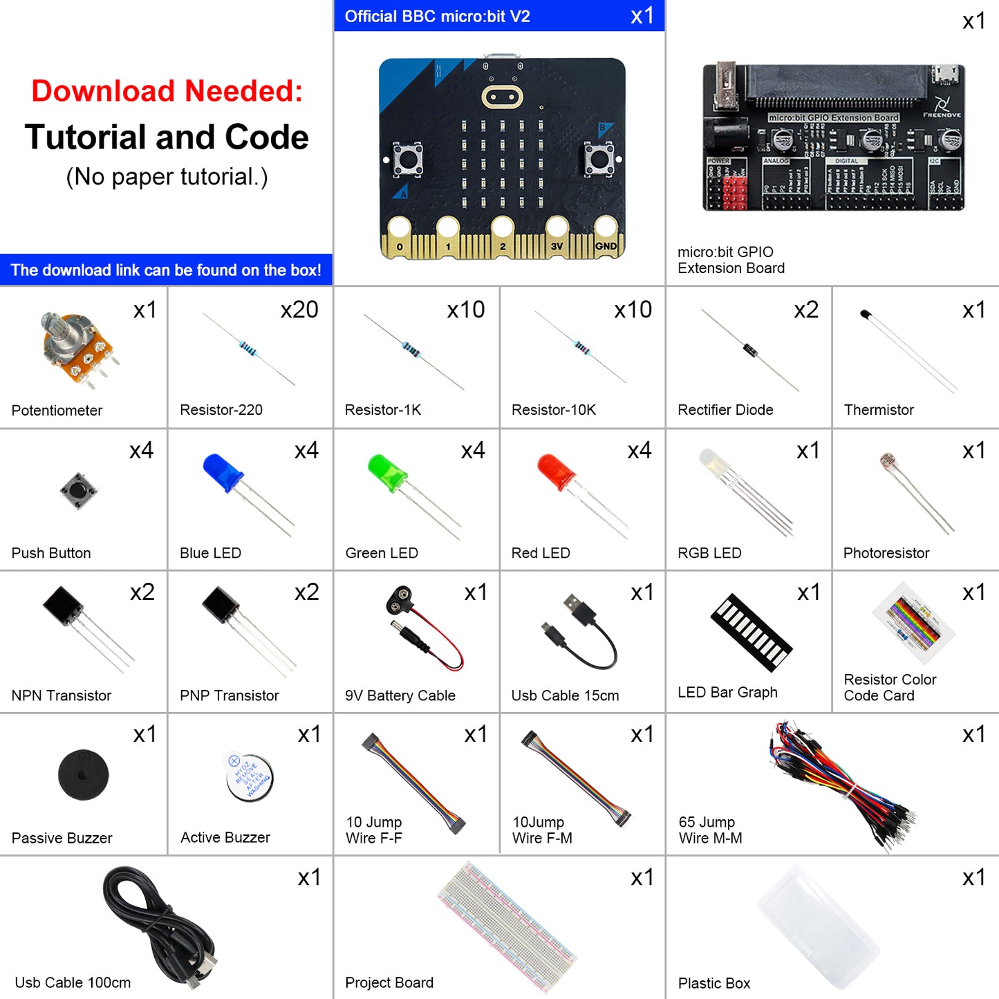 Freenove Basic Starter Kit for BBC micro:bit V2, 179-Page Detailed Tutorial, 162 Items, 27 Projects, Blocks and Python Code