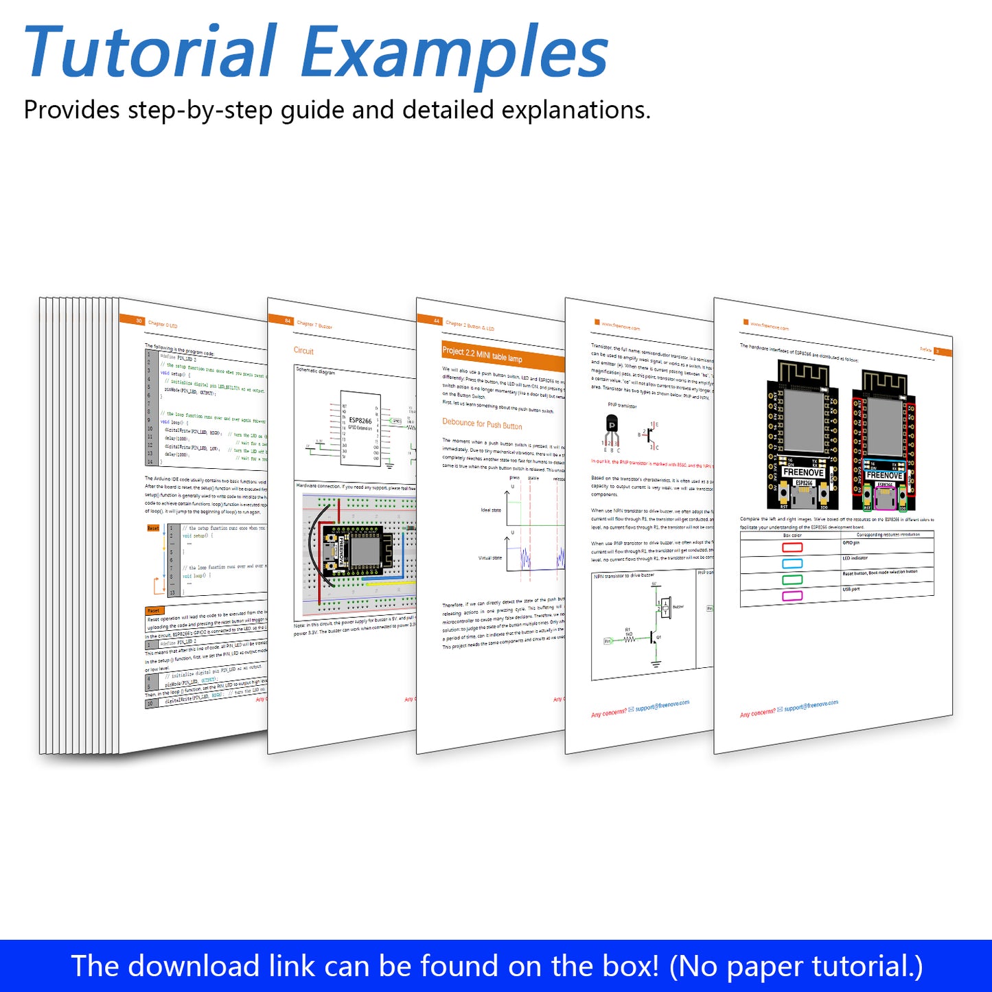 Freenove Ultimate Starter Kit for ESP8266 Wi-Fi, 32-bit 160 MHz Mini Microcontroller, Python C Java, 715-Page Detailed Tutorial, 218 Items, 109 Projects