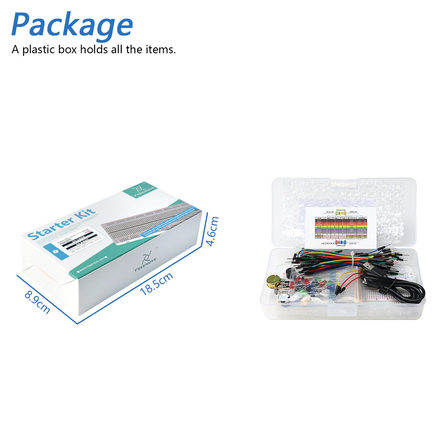 Freenove Basic Starter Kit for ESP8266 Wi-Fi, 32-bit 160 MHz Mini Microcontroller, Python C Code, 340-Page Detailed Tutorial, 140 Items, 50 Projects