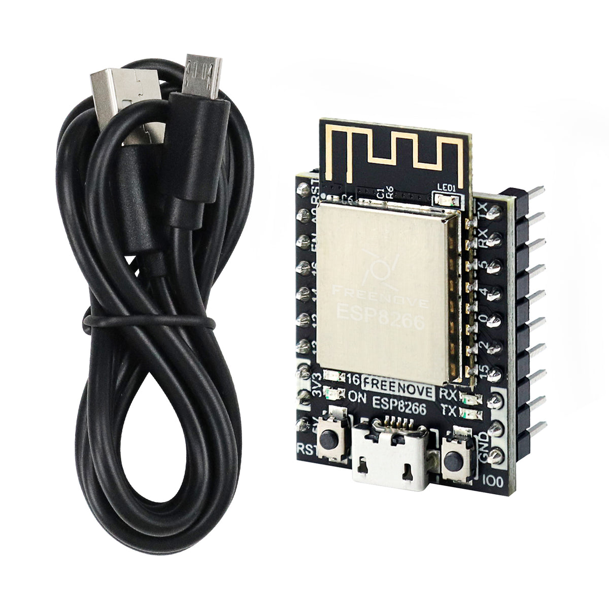 Freenove ESP8266 Wi-Fi Development Board, 32-bit 160 MHz Mini Microcontroller, Python C Code, Example Projects Tutorial