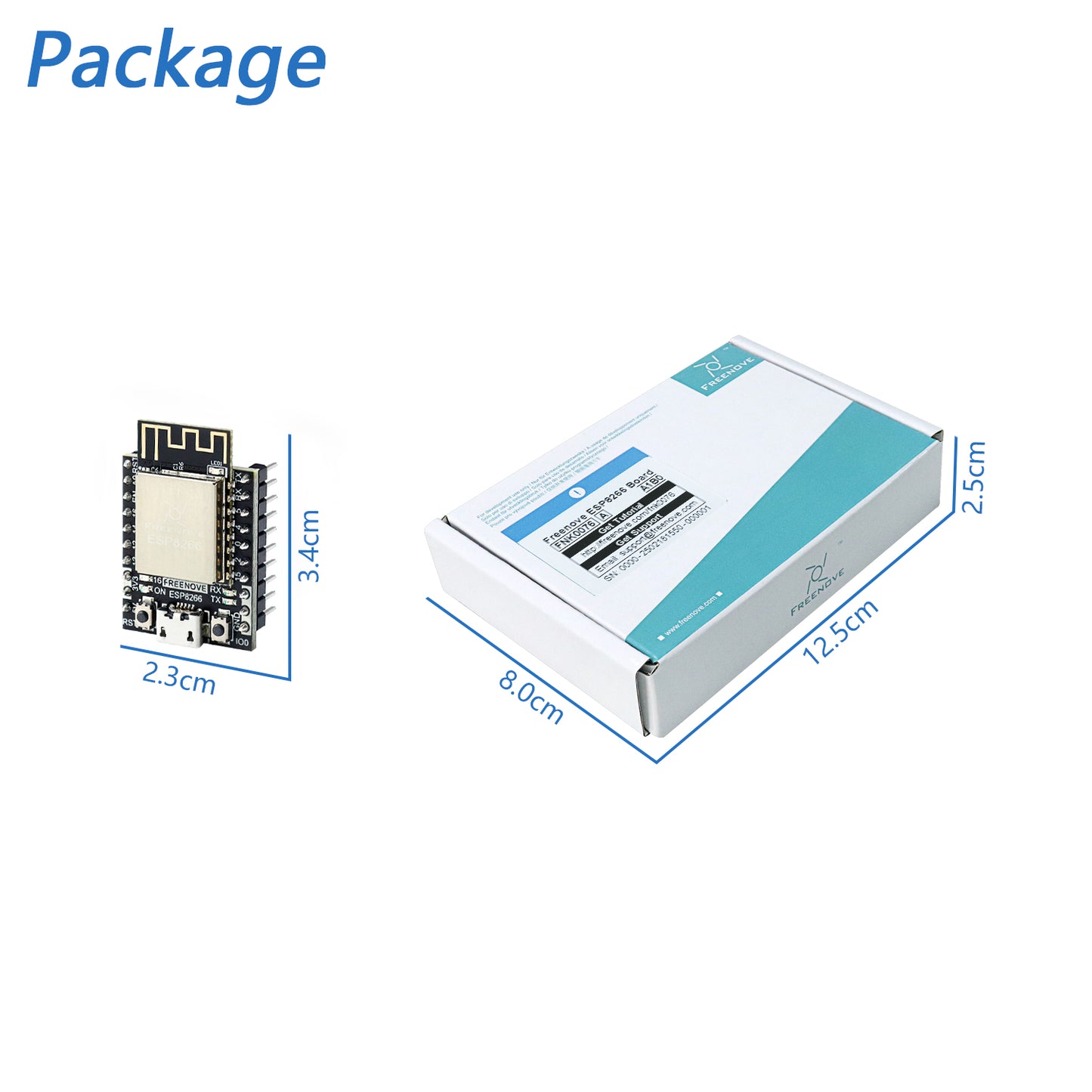 Freenove ESP8266 Wi-Fi Development Board, 32-bit 160 MHz Mini Microcontroller, Python C Code, Example Projects Tutorial
