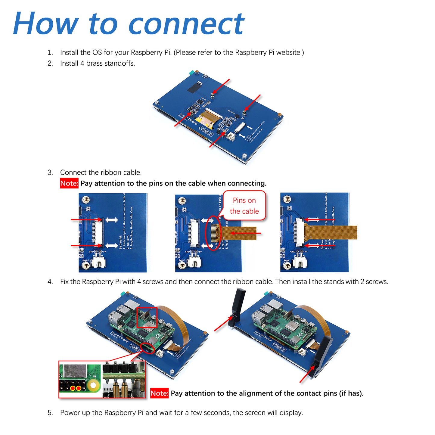 Freenove 5 / 7 Inch Touchscreen Monitor for Raspberry Pi 5 4 B 3 B+ A+, 800x480 Pixel IPS / TN Display, 5-Point Touch Capacitive Screen, Driver-Free MIPI DSI Port