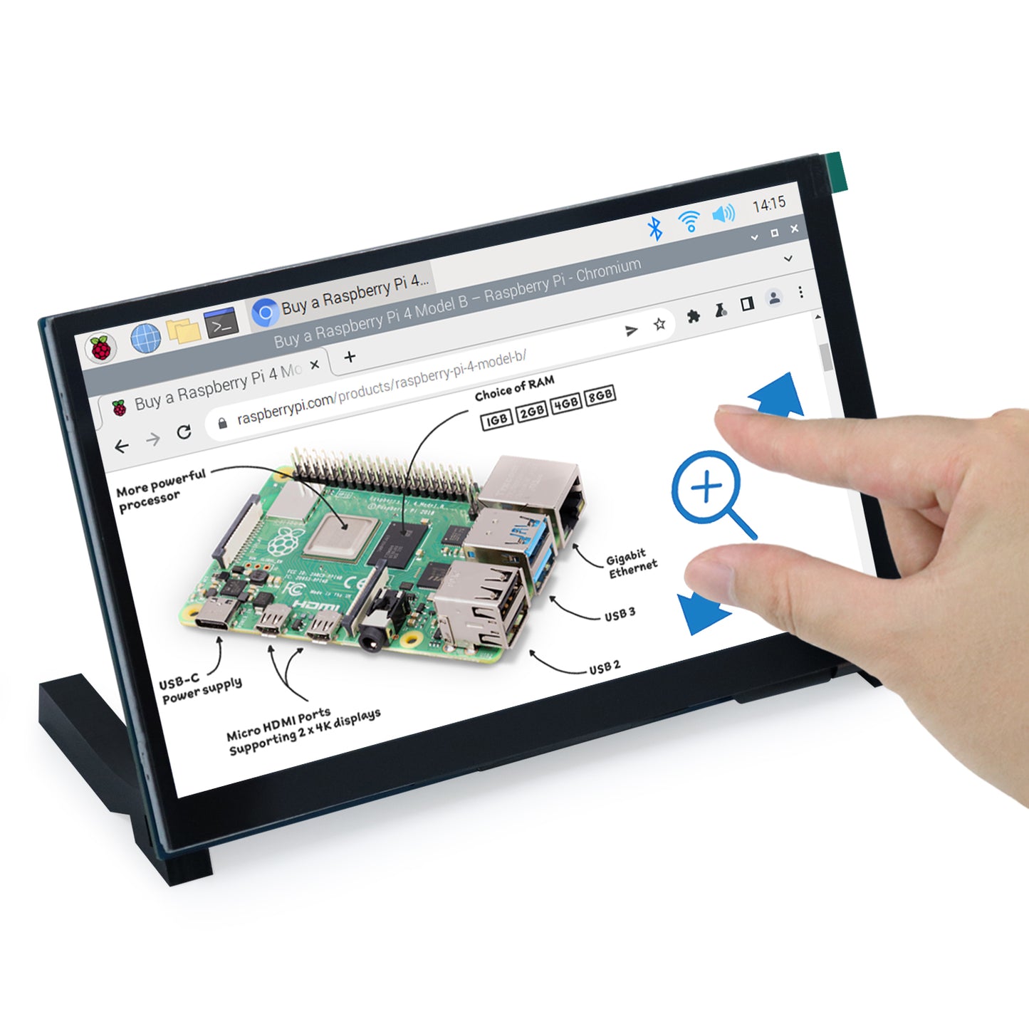 Freenove 5 / 7 Inch Touchscreen Monitor for Raspberry Pi 5 4 B 3 B+ A+, 800x480 Pixel IPS / TN Display, 5-Point Touch Capacitive Screen, Driver-Free MIPI DSI Port