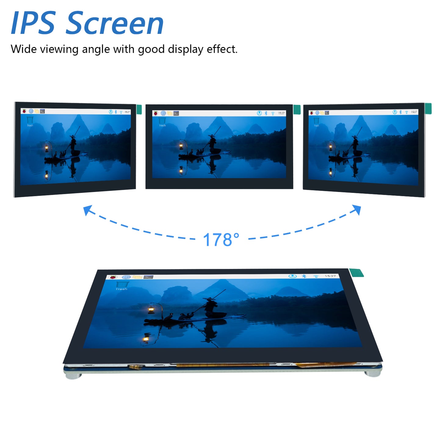Freenove 4.3 Inch Touchscreen Monitor for Raspberry Pi 5 4 B 3 B+ A+, 800x480 Pixel IPS Display, 5-Point Touch Capacitive Screen, Driver-Free MIPI DSI Port