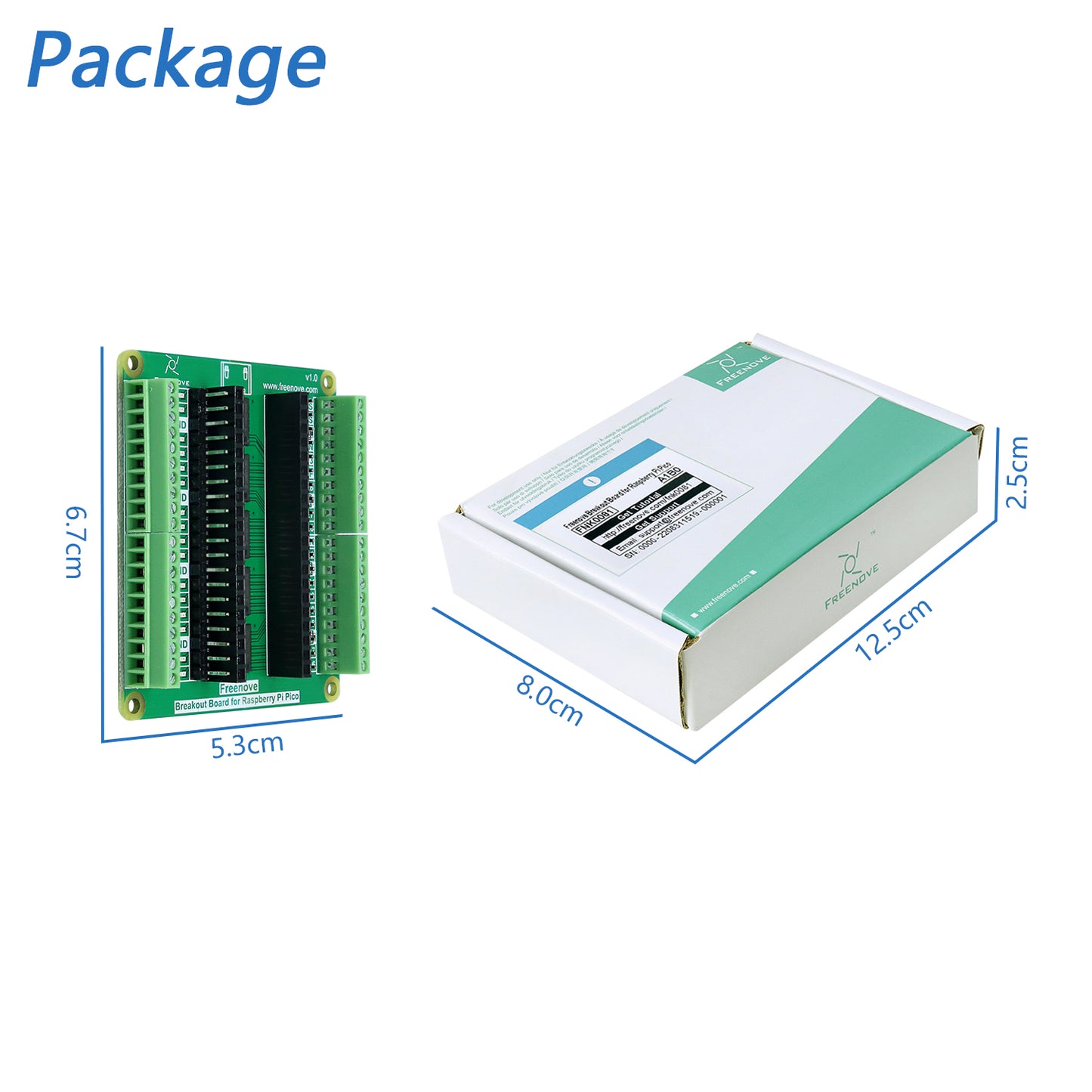 Freenove Breakout Board for Raspberry Pi Pico 1 2 W H WH, Terminal Block Shield HAT with Pin Header, GPIO Status LED