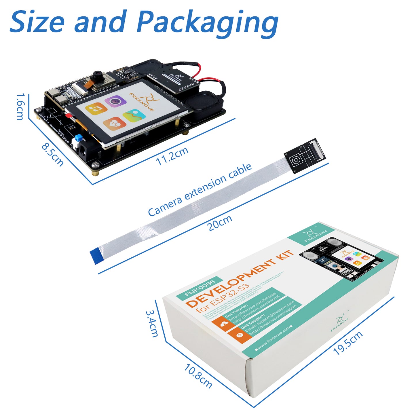 Freenove Development Kit for ESP32-S3 ESP32 S3 CAM Camera Wi-Fi Bluetooth, Dual-core 32-bit 240 MHz Microcontroller, Touch Screen Stereo Speakers Heart Rate Sensor, Tutorial Code