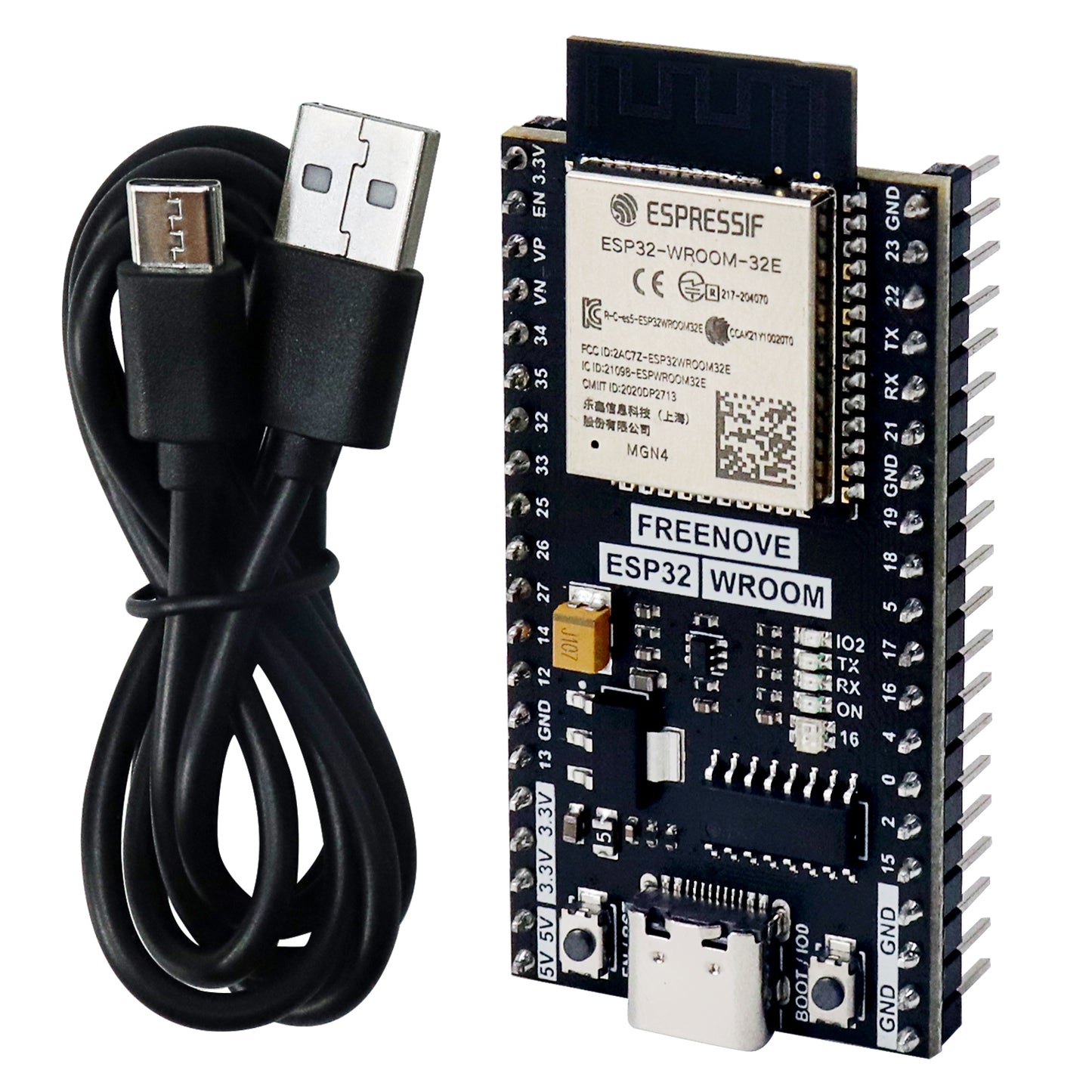 Freenove ESP32 Wi-Fi Bluetooth Board, Dual-core 32-bit 240 MHz Microcontroller, Python C Code, Example Projects Tutorial