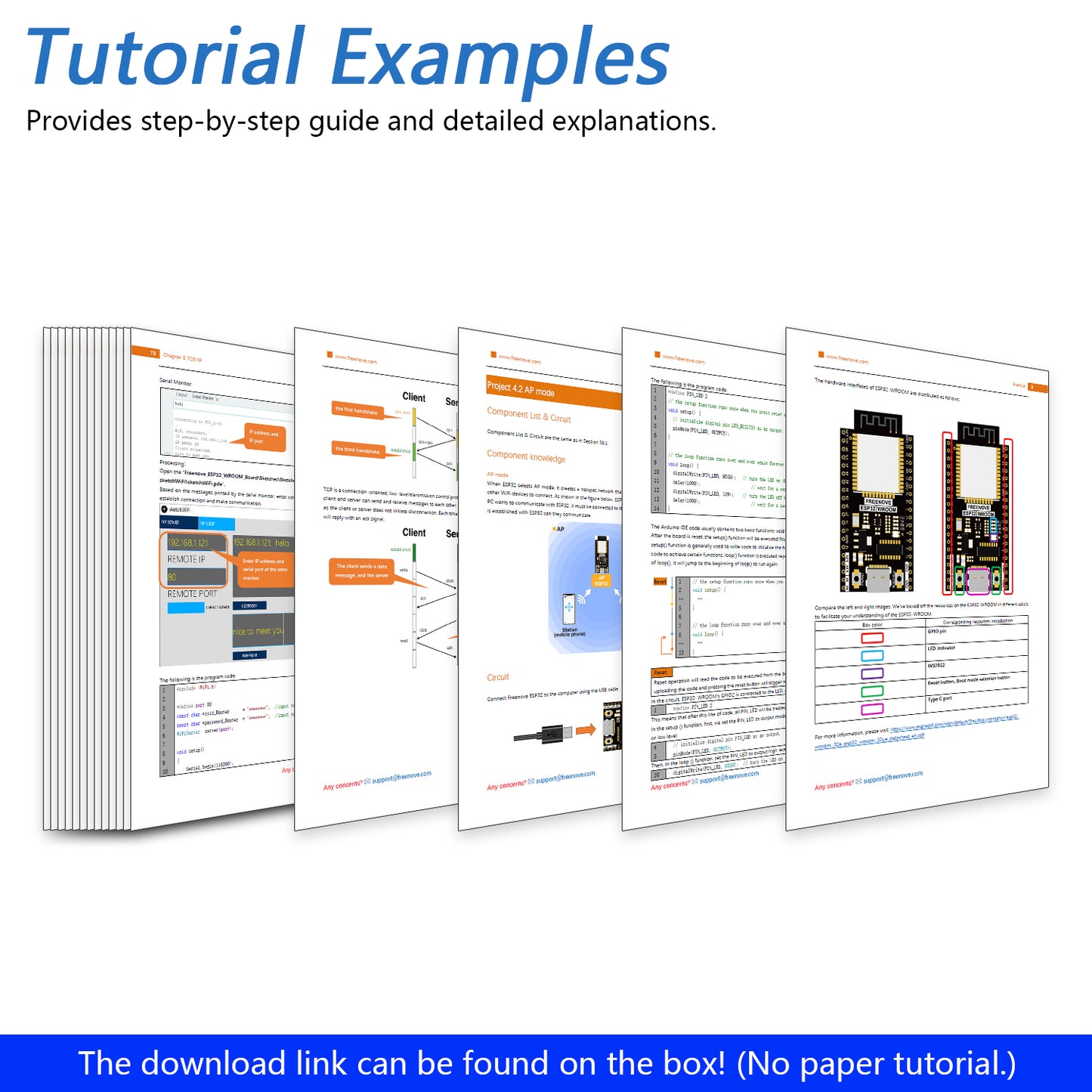 Freenove ESP32 Wi-Fi Bluetooth Board, Dual-core 32-bit 240 MHz Microcontroller, Python C Code, Example Projects Tutorial