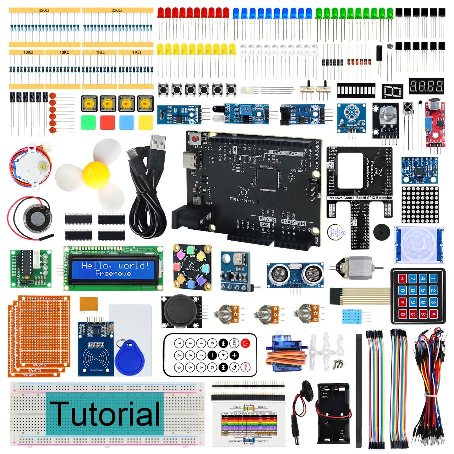 Freenove Complete Starter Kit (Compatible with Arduino UNO R4 WiFi Mini), Arm Cortex-M4 Microcontroller, Onboard ESP32-S3, 474-Page Detailed Tutorial, 343 Items, 90 Projects