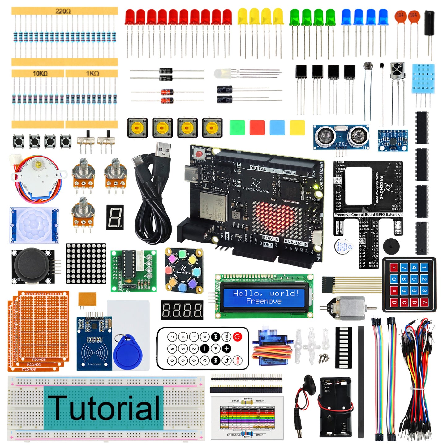 Freenove Ultimate Starter Kit (Compatible with Arduino UNO R4 WiFi Mini), Arm Cortex-M4 Microcontroller, Onboard ESP32-S3, 399-Page Detailed Tutorial, 220 Items, 78 Projects