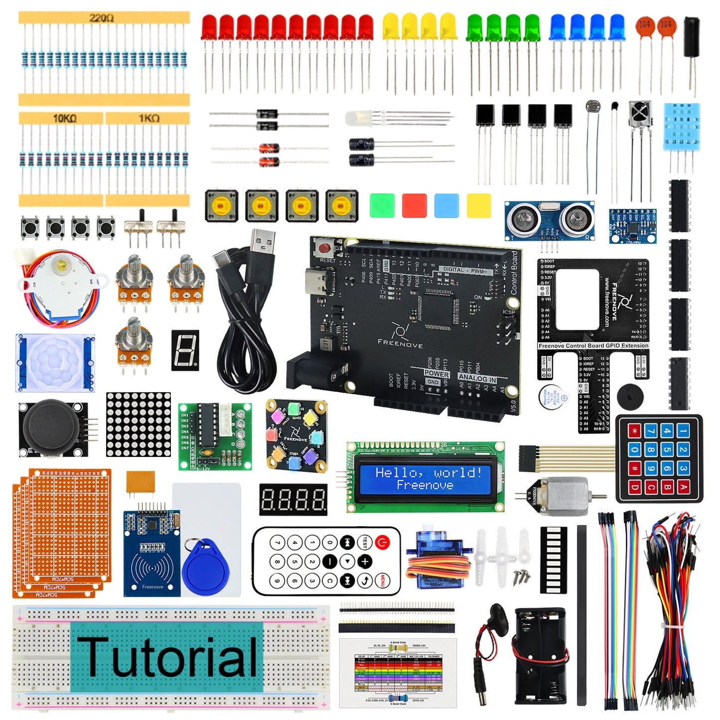 Freenove Ultimate Starter Kit (Compatible with Arduino UNO R4 WiFi Mini), Arm Cortex-M4 Microcontroller, Onboard ESP32-S3, 399-Page Detailed Tutorial, 220 Items, 78 Projects