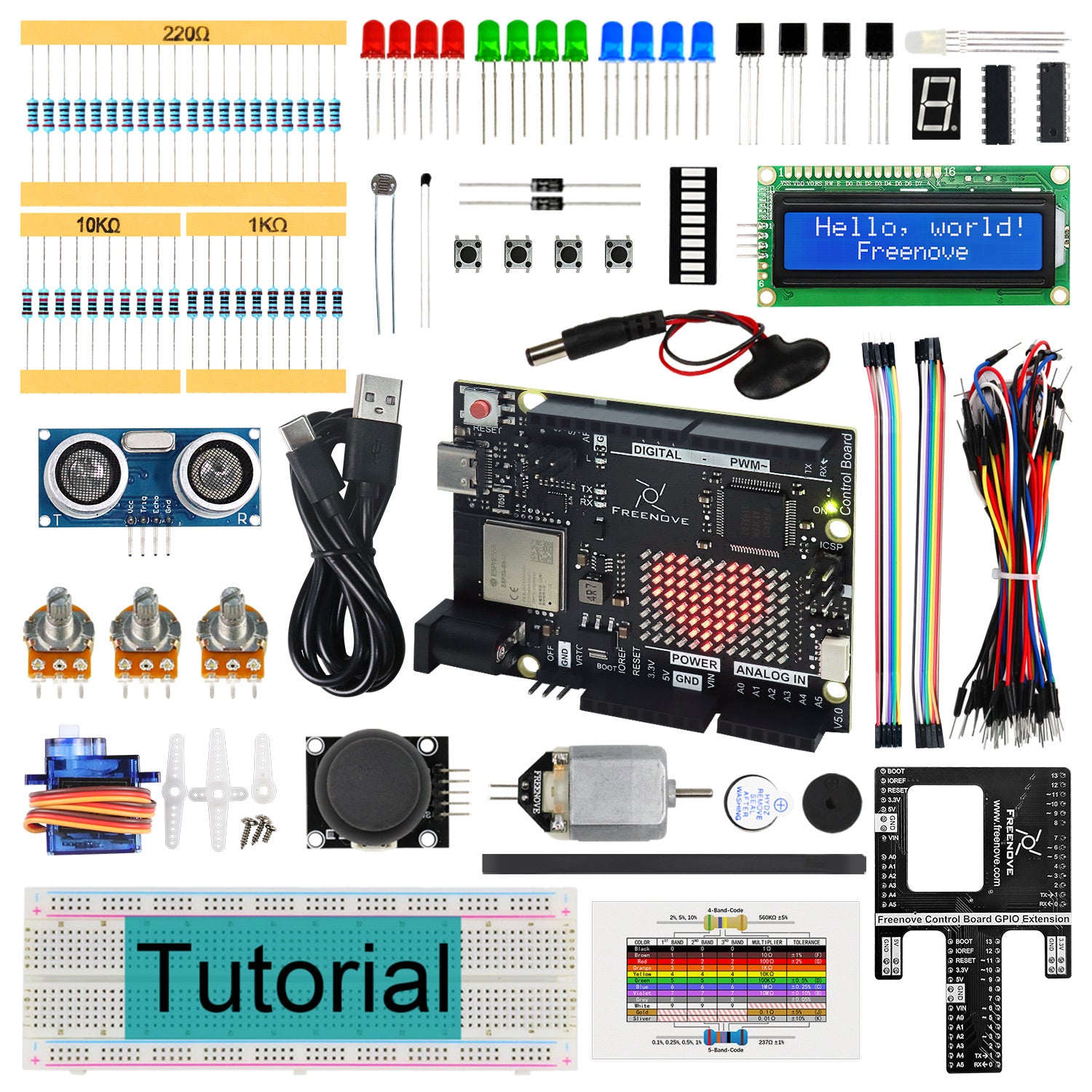 Freenove Kit Robot Fourmi Arduino - Expressions Matrice LED, Évitement Obstacles, Contrôle App + Télécommande IR, Capteur Ultrason + Servos
