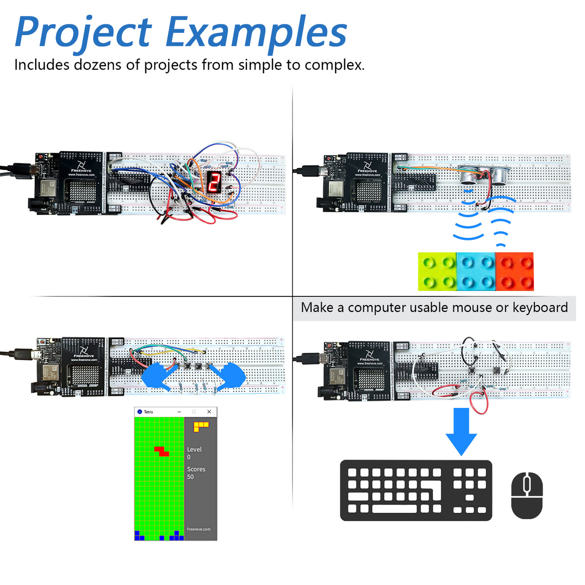 Freenove Super Starter Kit (Compatible with Arduino UNO R4 WiFi Mini), Arm Cortex-M4 Microcontroller, Onboard ESP32-S3, 305-Page Detailed Tutorial, 172 Items, 60 Projects