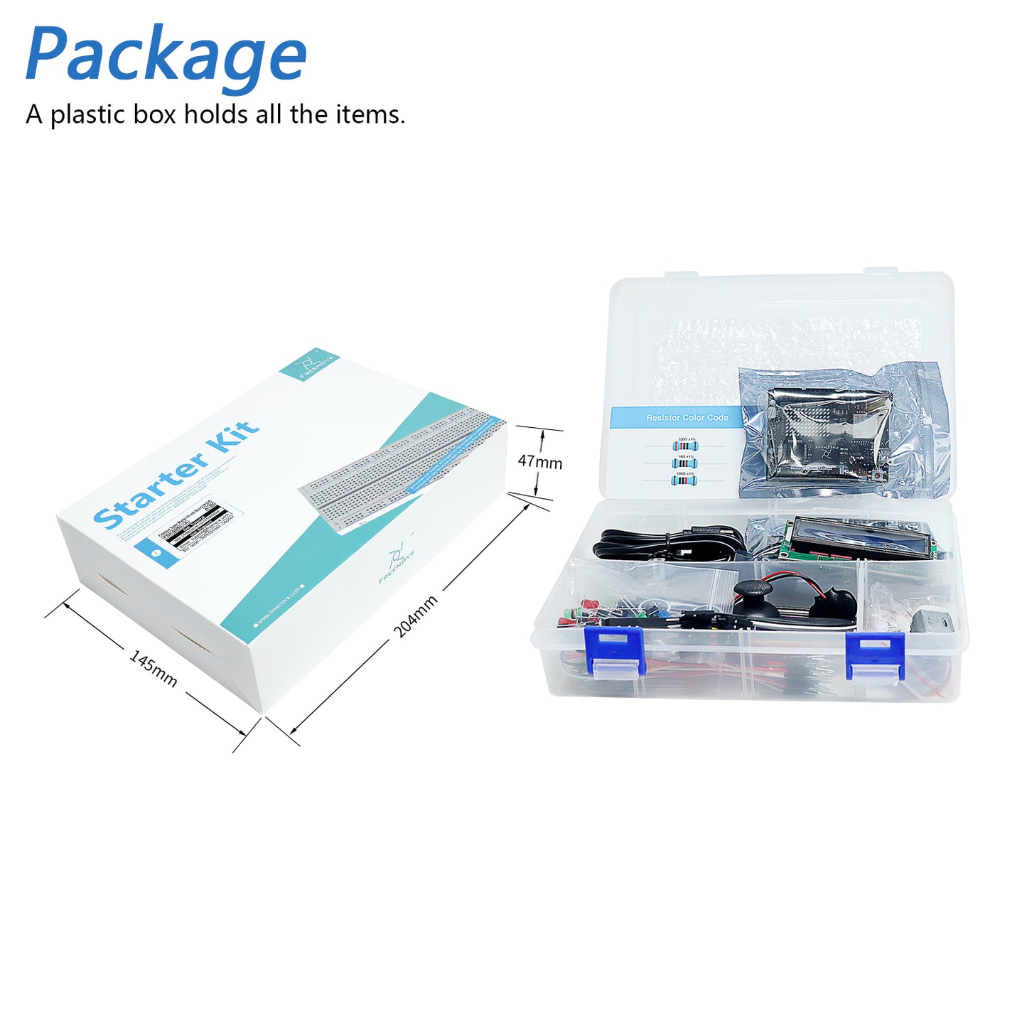 Freenove Super Starter Kit (Compatible with Arduino UNO R4 WiFi Mini), Arm Cortex-M4 Microcontroller, Onboard ESP32-S3, 305-Page Detailed Tutorial, 172 Items, 60 Projects