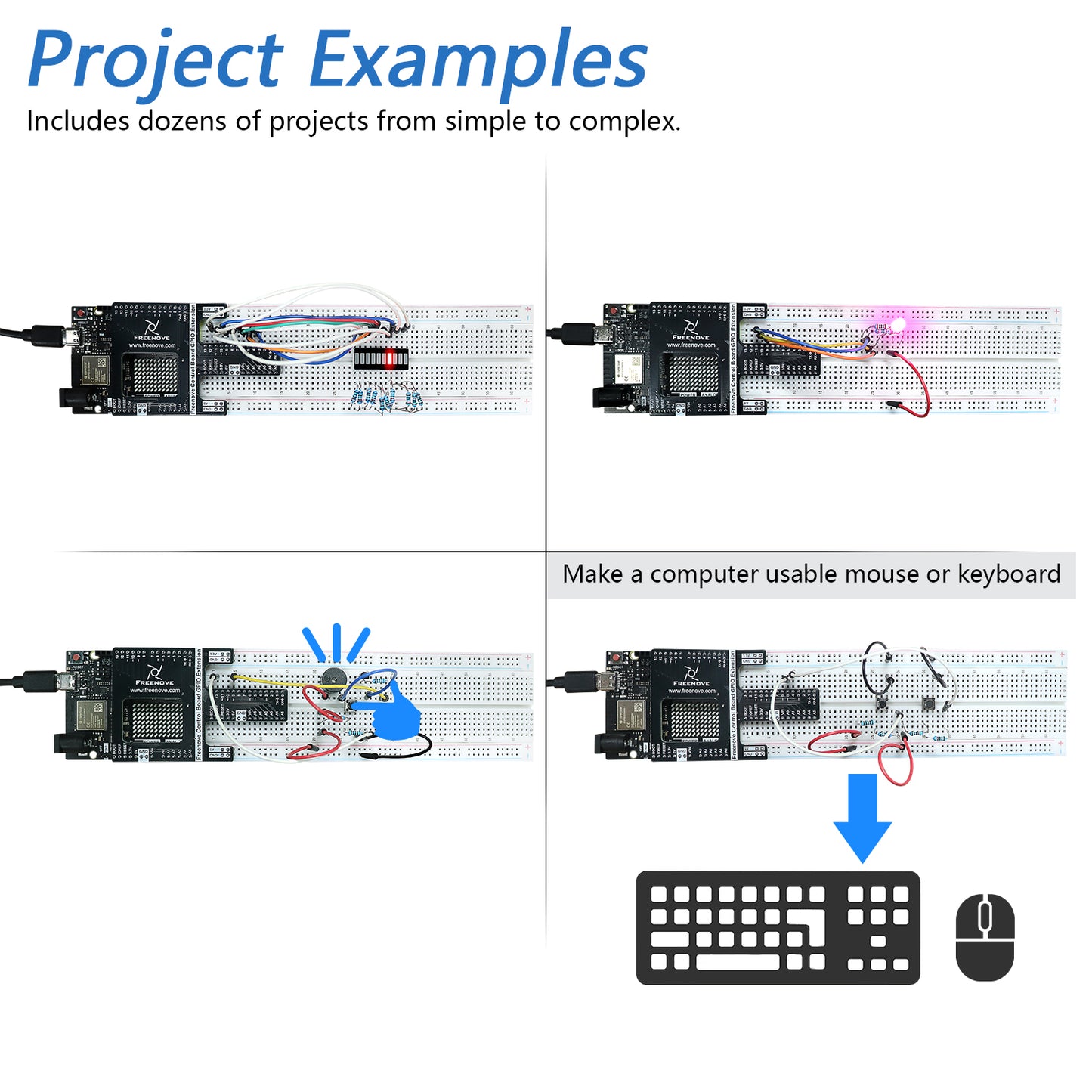 Freenove Basic Starter Kit (Compatible with Arduino UNO R4 WiFi Mini), Arm Cortex-M4 Microcontroller, Onboard ESP32-S3, 179-Page Detailed Tutorial, 140 Items, 34 Projects