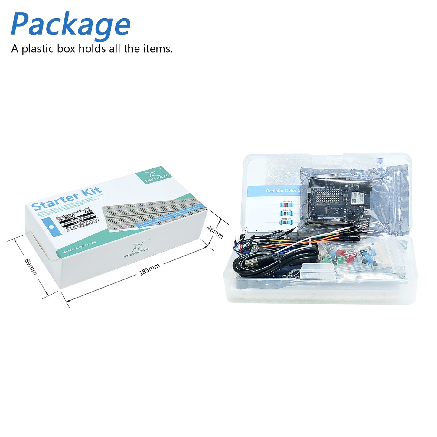 Freenove Basic Starter Kit (Compatible with Arduino UNO R4 WiFi Mini), Arm Cortex-M4 Microcontroller, Onboard ESP32-S3, 179-Page Detailed Tutorial, 140 Items, 34 Projects