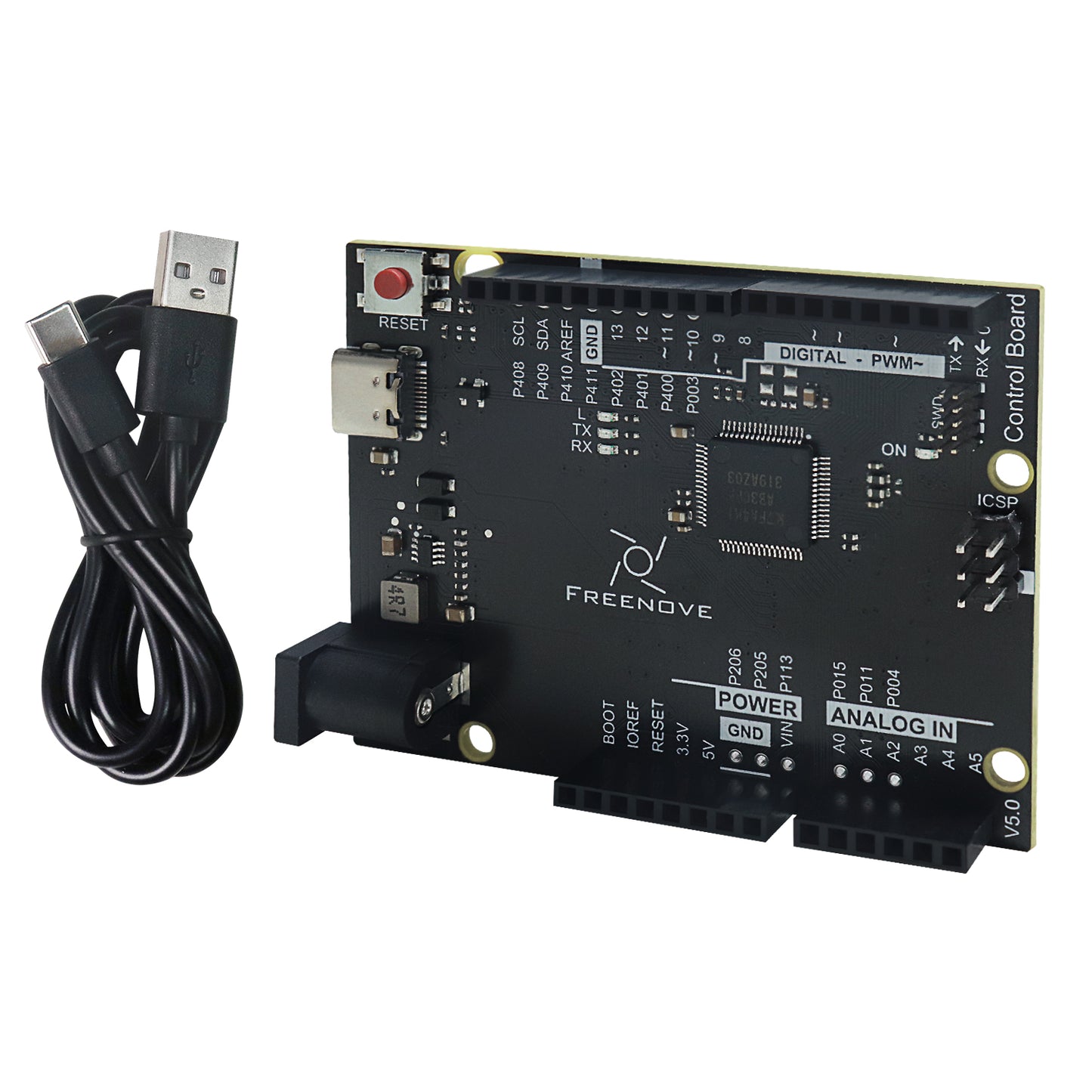 Freenove Control Board V5 (Compatible with Arduino UNO R4 WiFi Mini), Arm Cortex-M4 Microcontroller, Onboard ESP32-S3, LED matrix, USB-C Connector, Example Projects and Code Tutorial